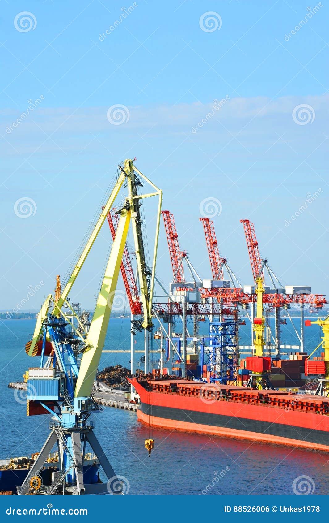 Bulk Cargo Ship Under Port Crane Stock Photo Image of crane, boat