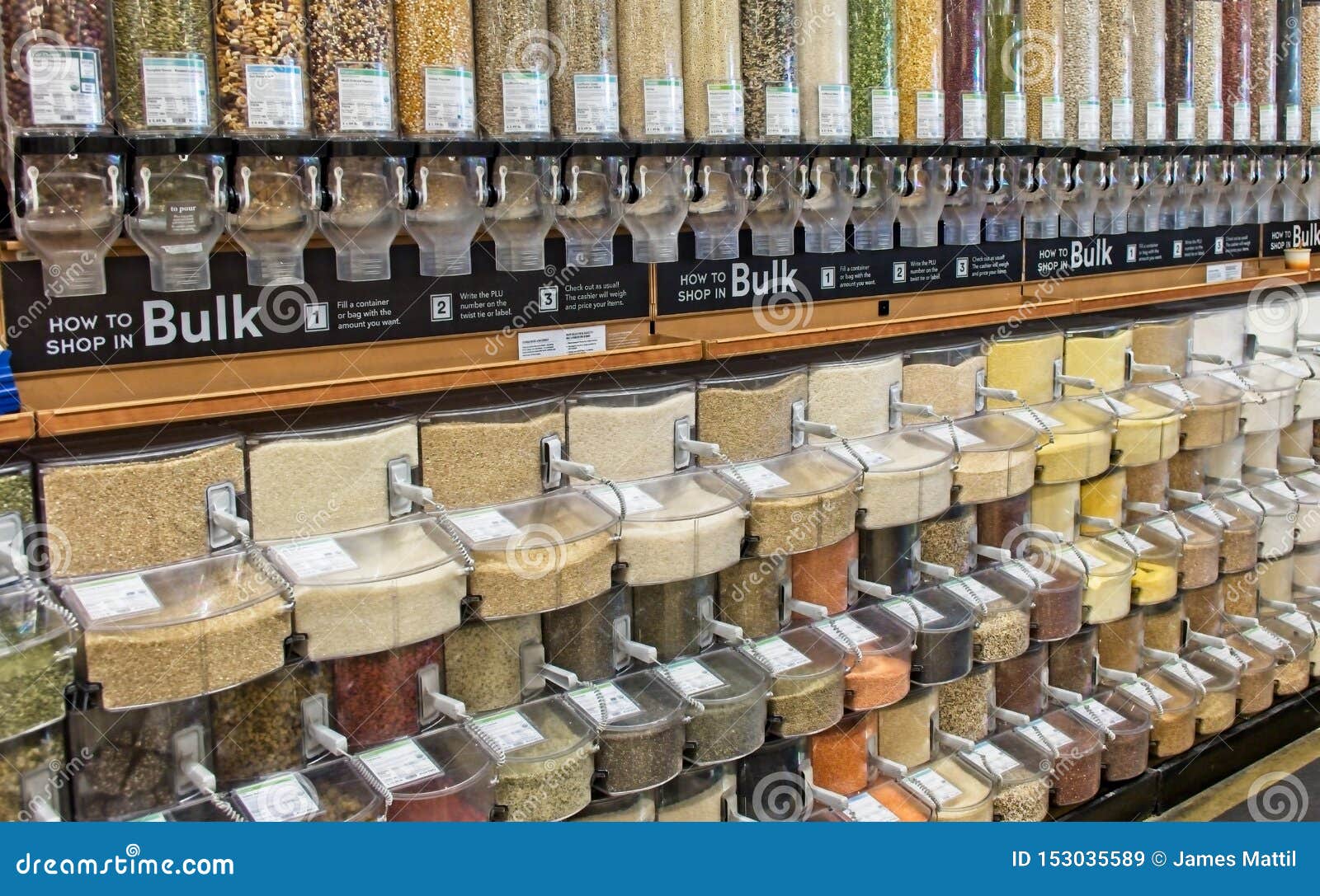 Bulk food dispensers of healthy nuts, grains, pasta, spices and much more