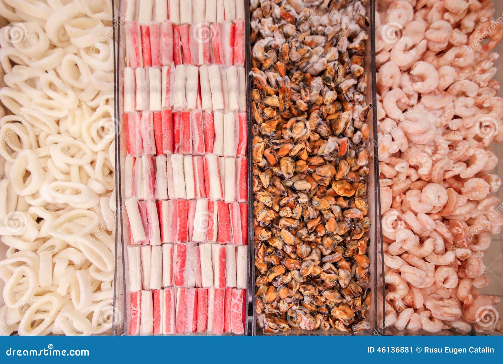 Bulk frozen seafood stock image. Image of bulk, food 46136881