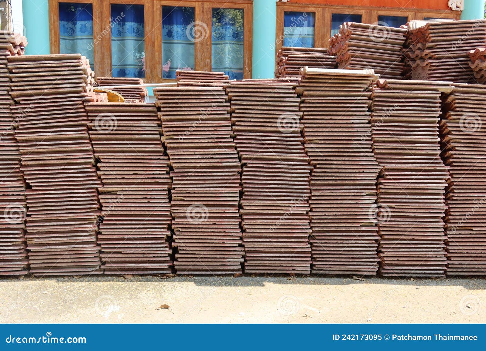 Bulk Tiles for Outdoor Stacked Roof Construction Stock Image Image of
