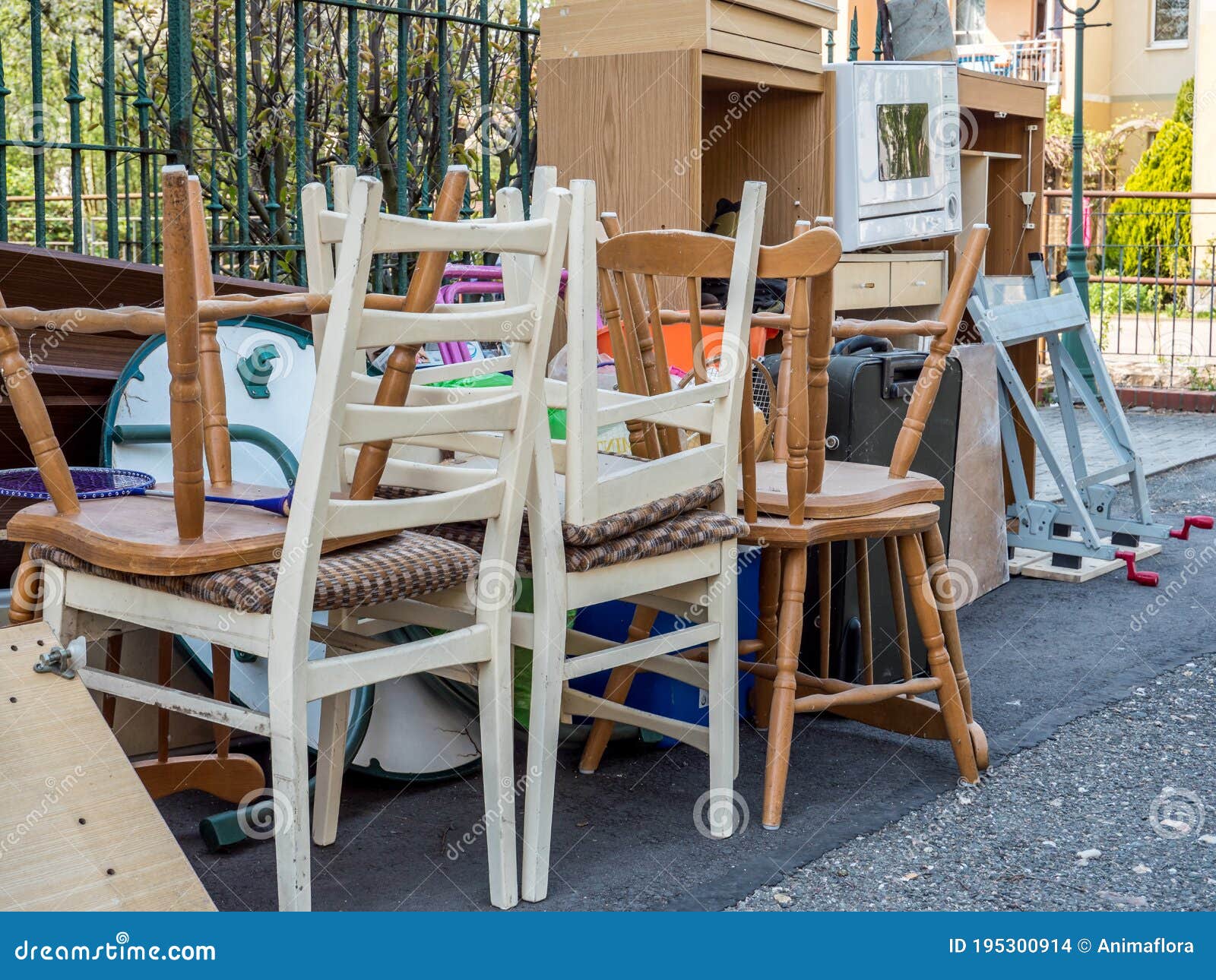 Bulky Waste Chairs on the Street Stock Photo Image of home, house