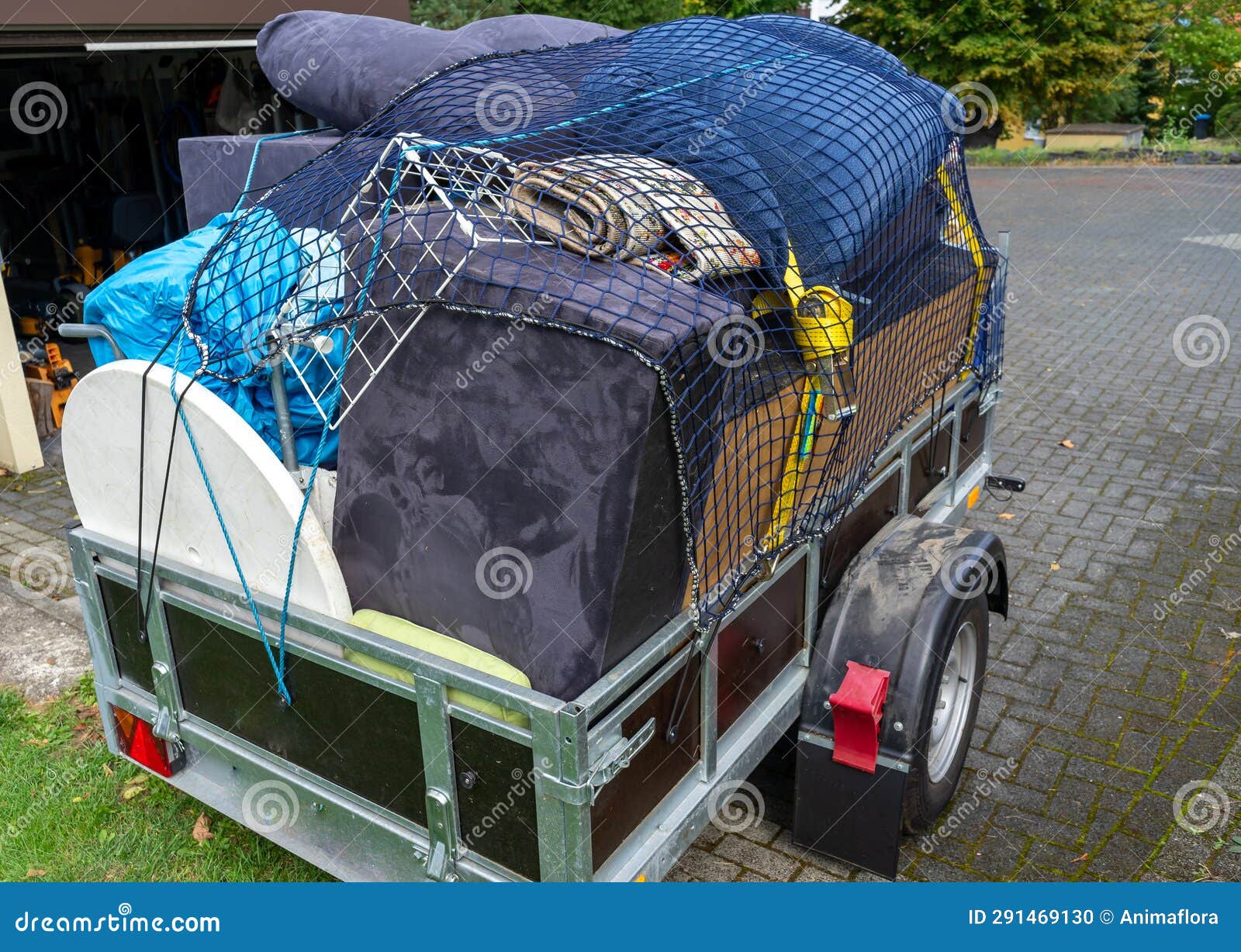 Bulky waste on a trailer stock photo. Image of disposal 291469130