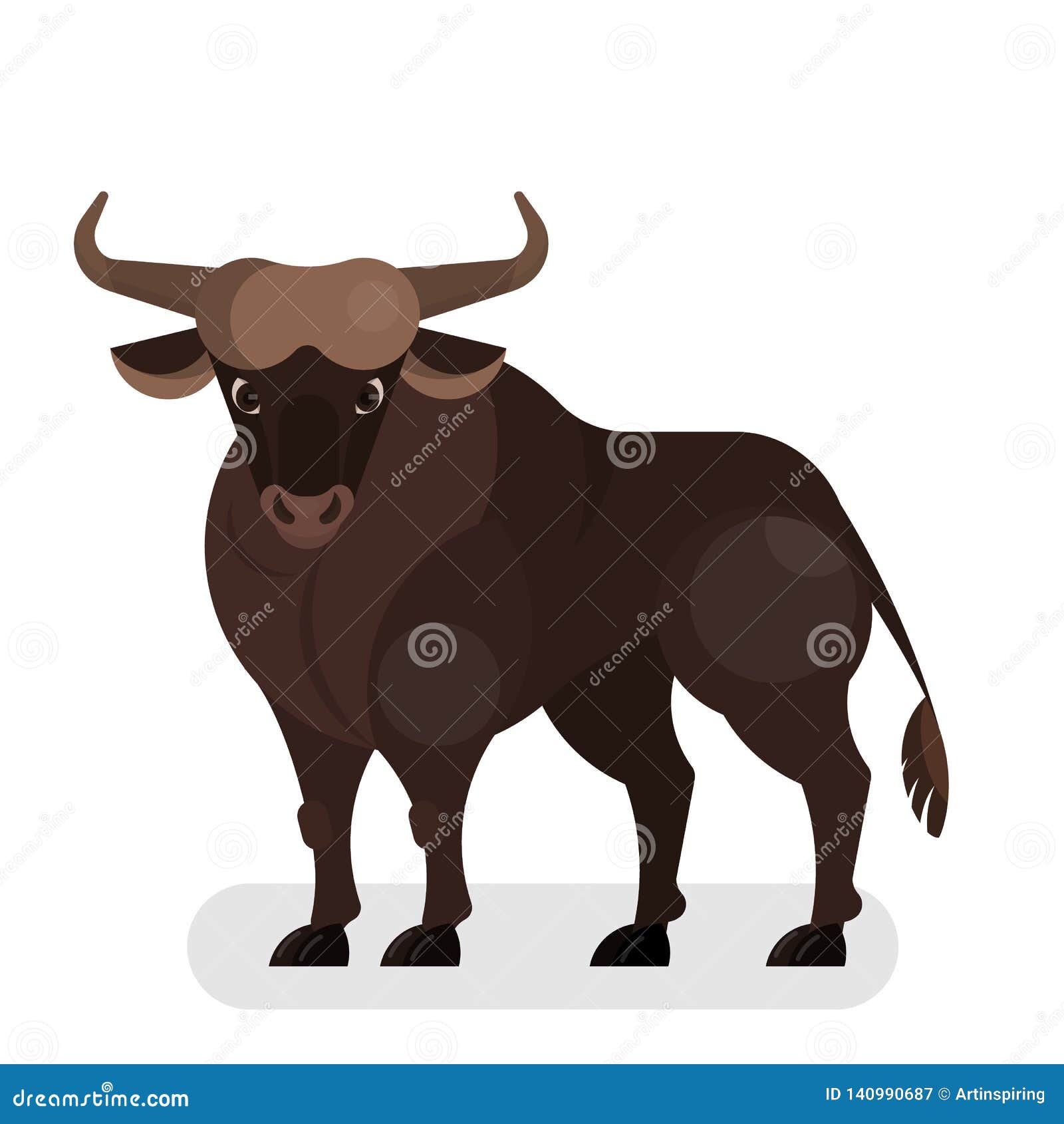 Bull Animal. Creature with Strong Horn, Symbol Stock Vector - Illustration  of force, isolated: 140990687