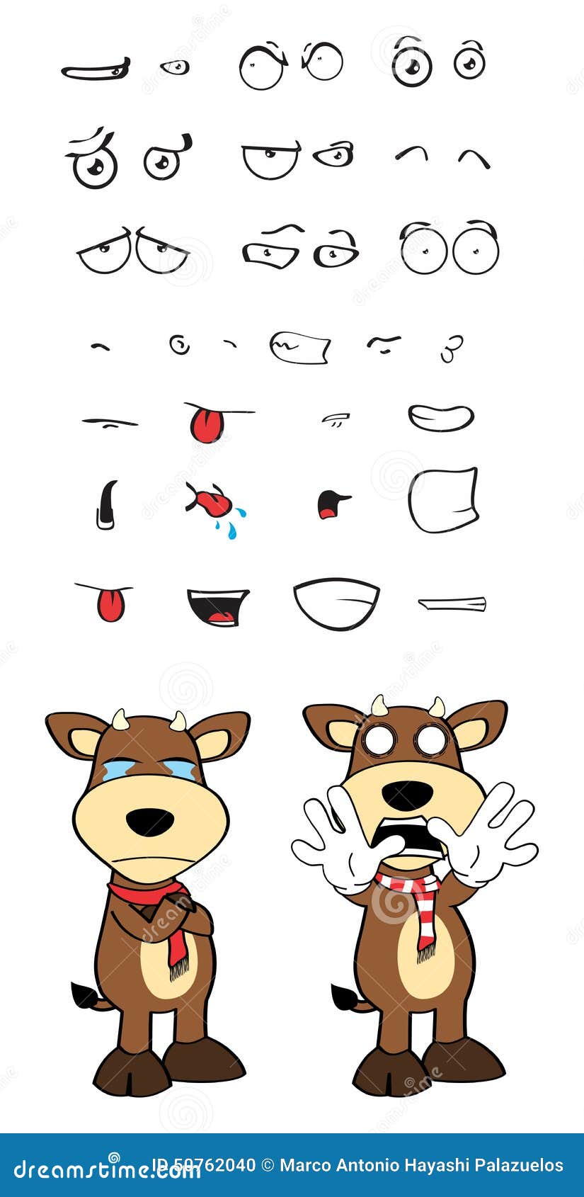 bull cartoon expressions set8
