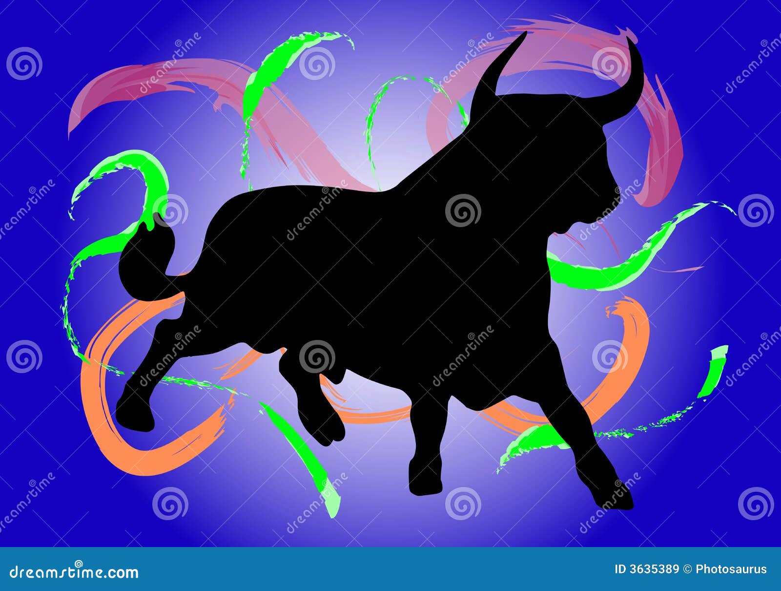 bull with different colors