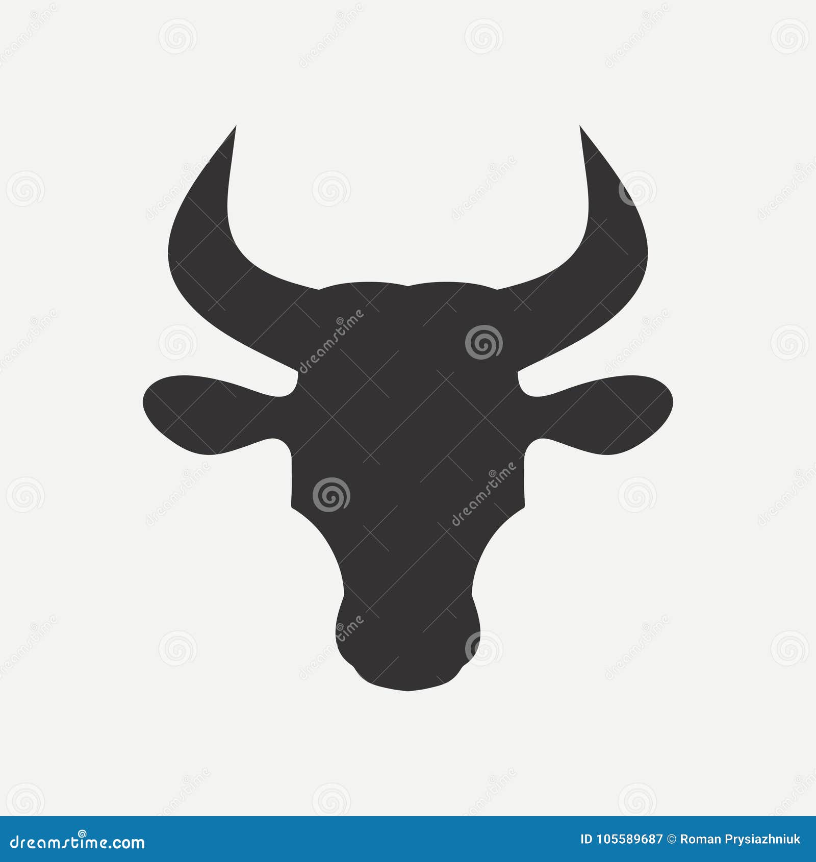 bull head icon with horns. .
