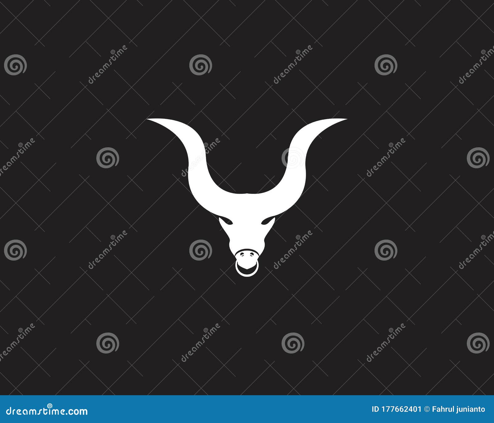 Bull Head Icon and Symbol Vector Template with Star on White Backround