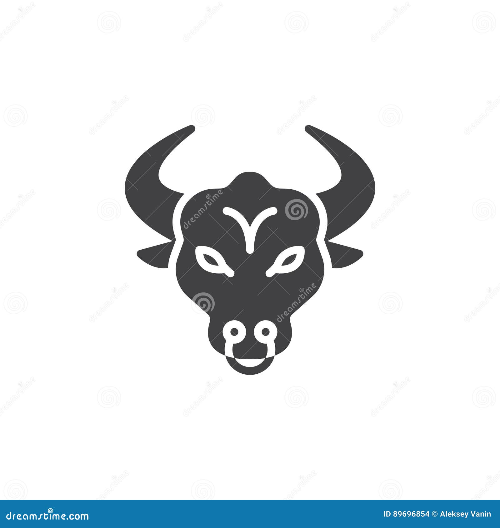 Bull Head Icon Vector, Filled Flat Sign Stock Vector - Illustration of