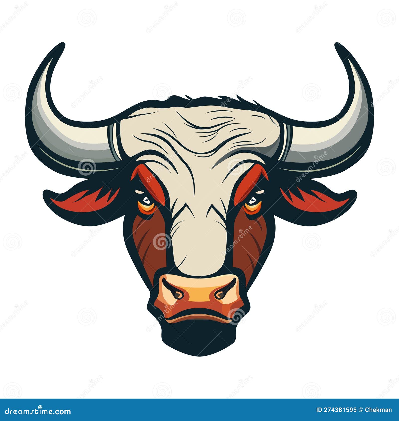 Hand Drawn Bull Head Painting Drawing Stock Vector by ©Arija07 302992022