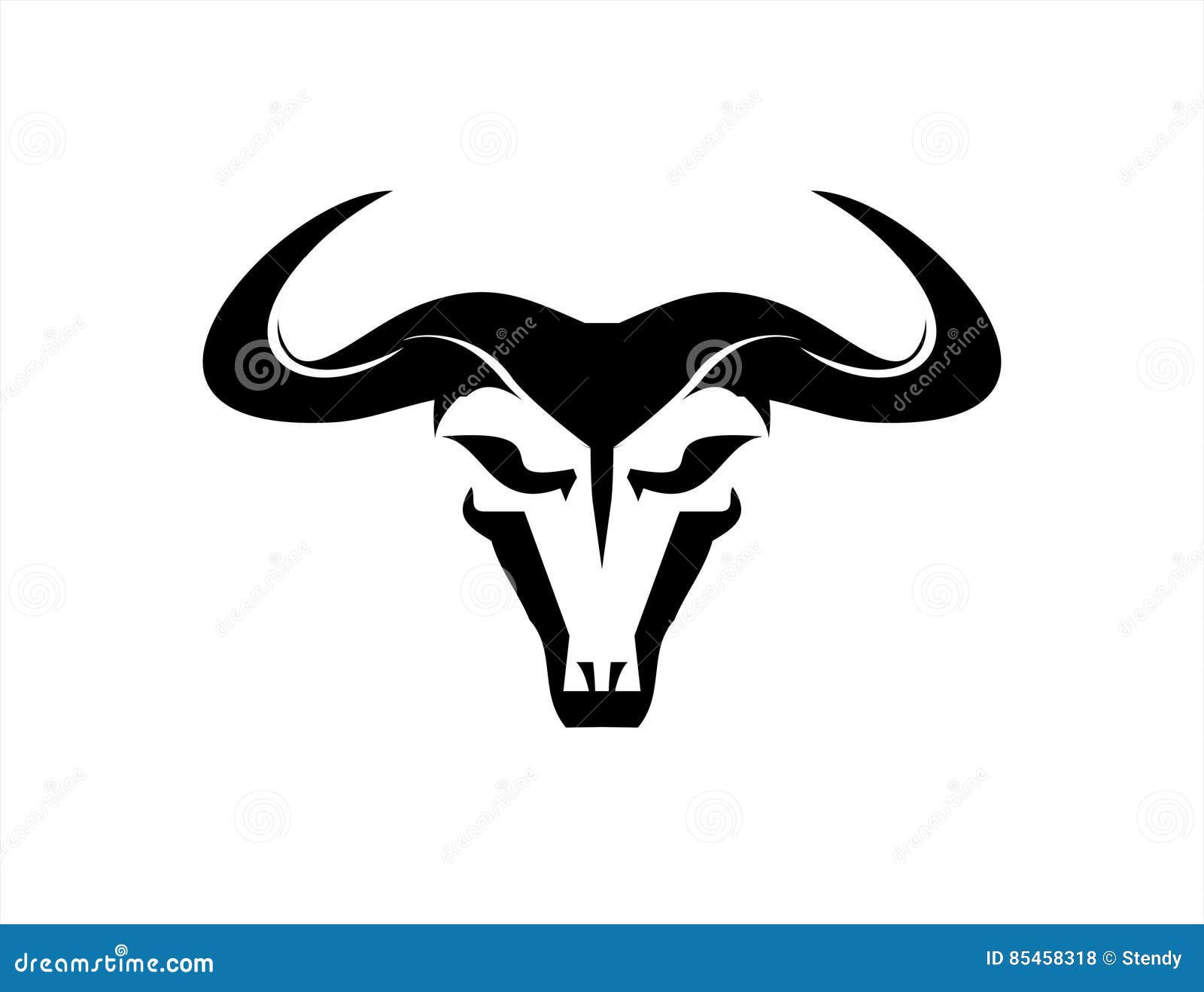 Bull. Head. Wild Black Bold Bull Head Icon. Stock Vector - Illustration
