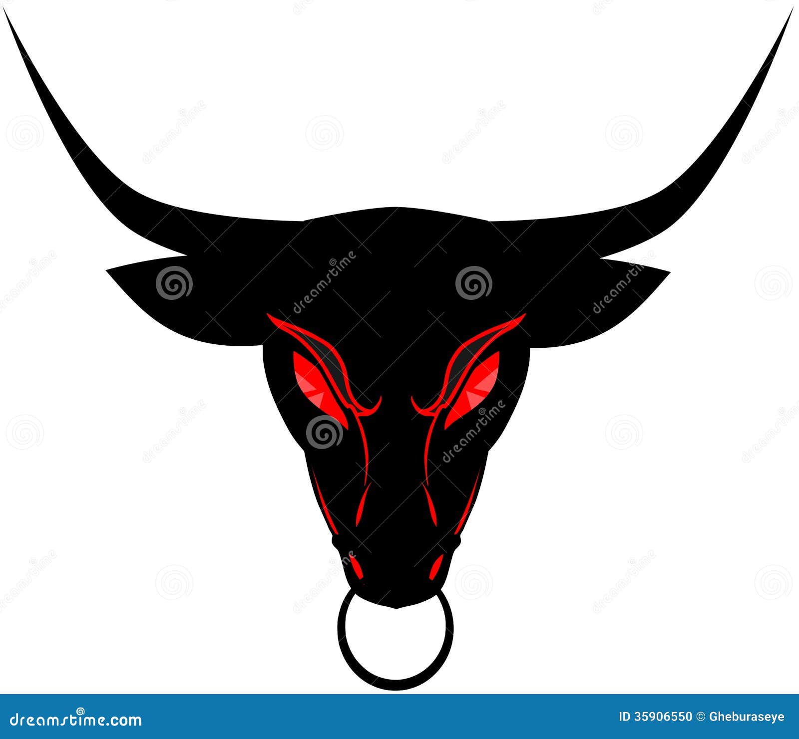 Isolated Bull Head With Red Eyes Stock Illustration 