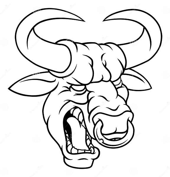Bull Minotaur Longhorn Monster Cow Mascot Cartoon Stock Vector ...