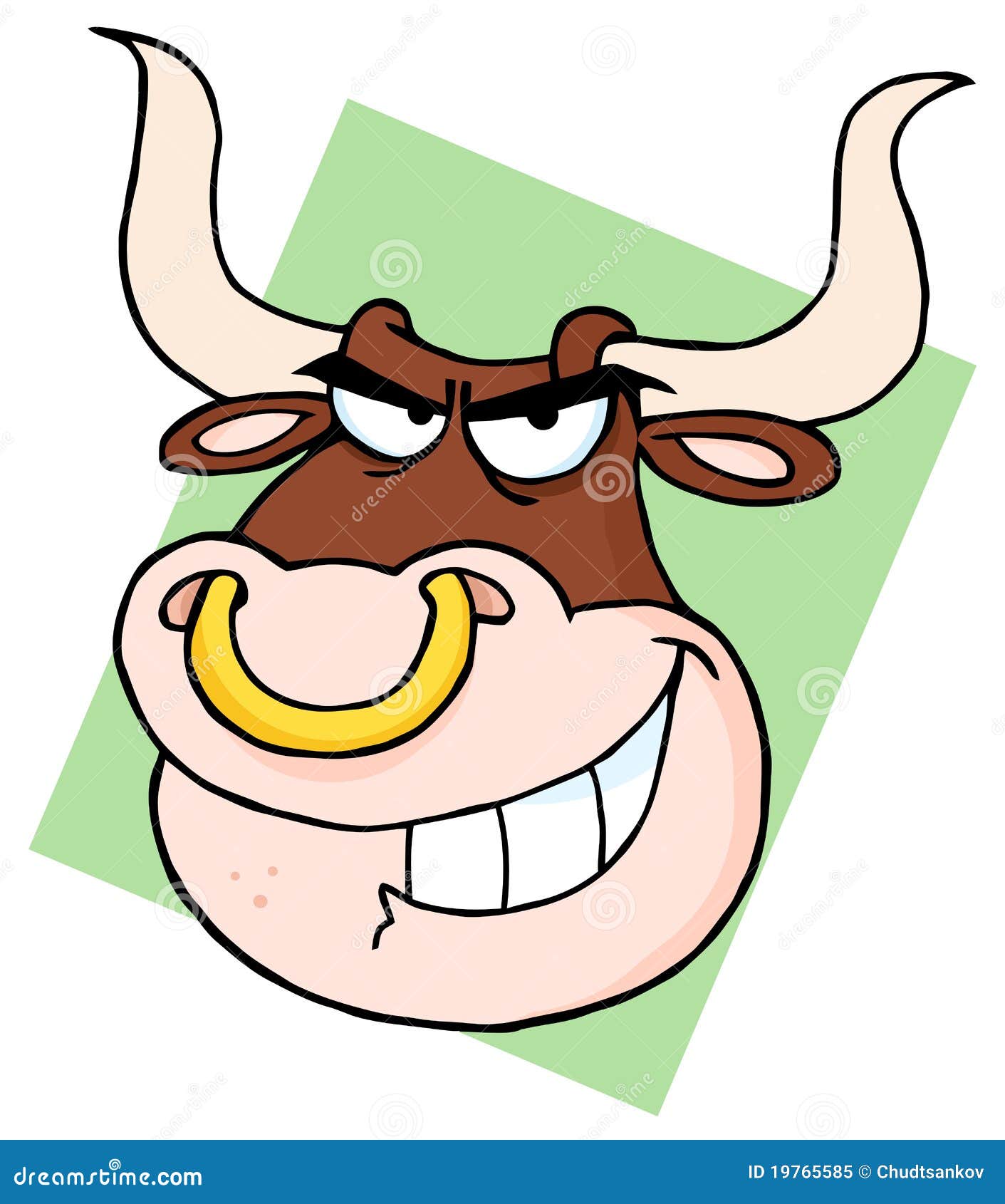 Bull with nose ring cartoon