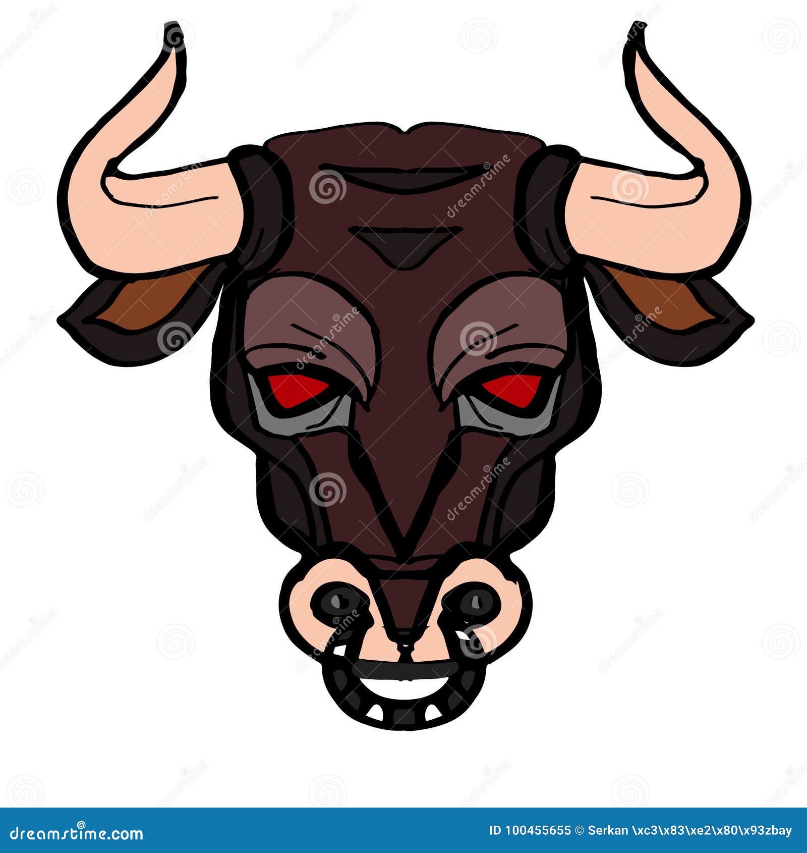bull`s head  cartoon drawing coloring