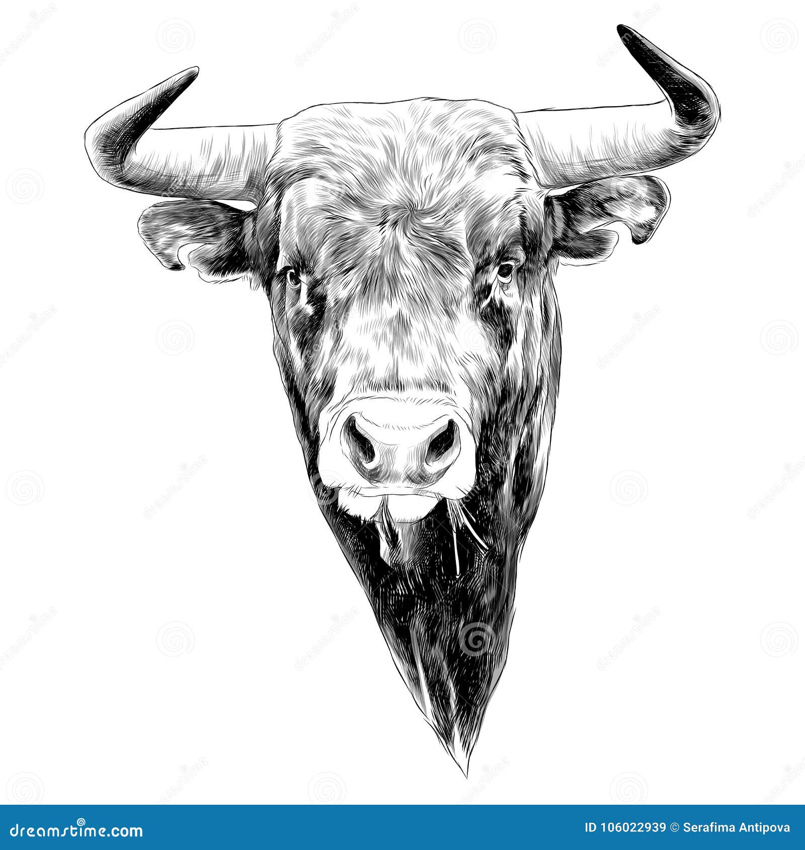 Premium Vector | Bull bull's head black color in sketch style vector  illustration