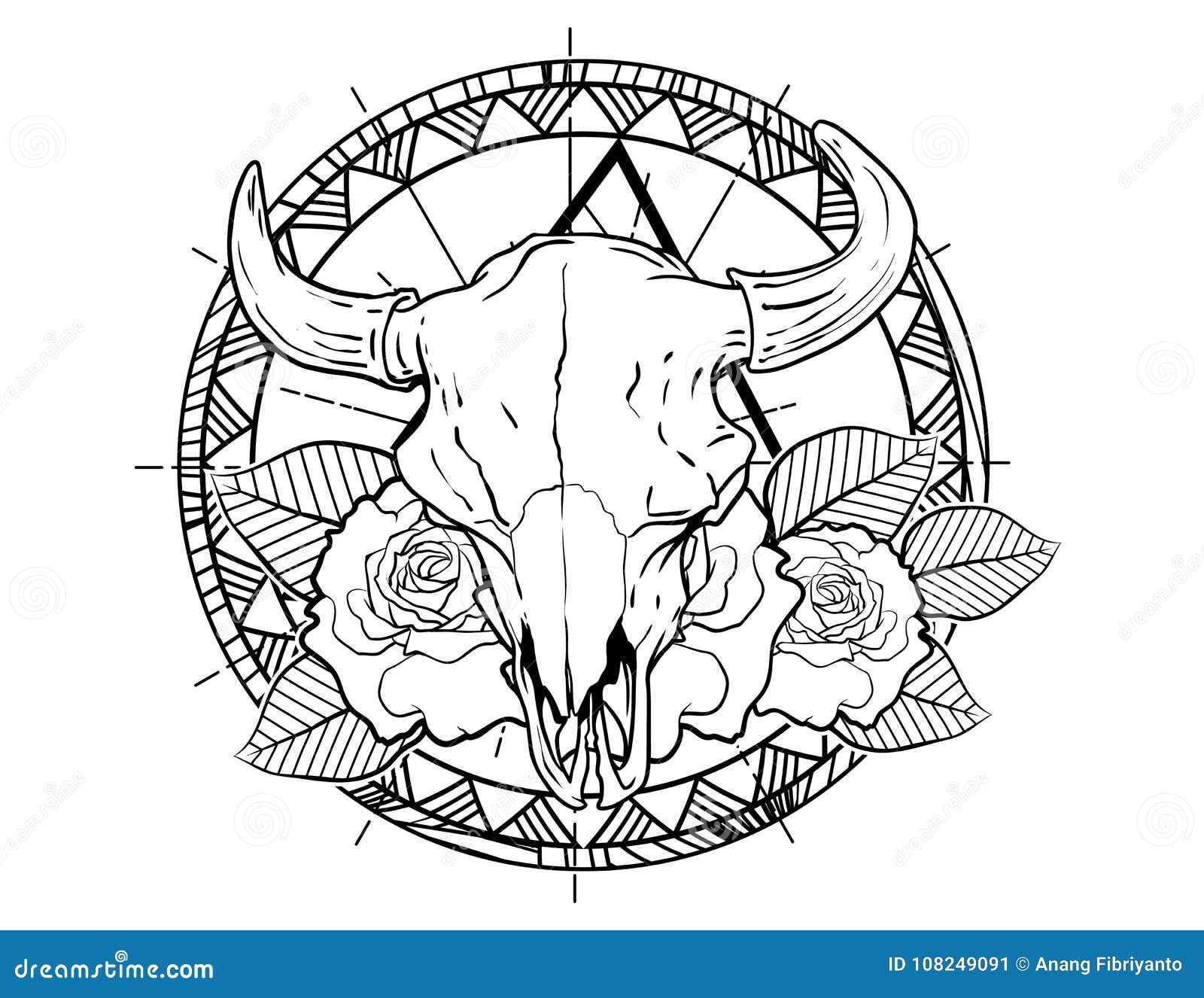 Bull Skull Tattoo Sketch with Roses and Leafes Vintage Neo Traditional  Tattoo Sketch Stock Vector - Illustration of retro, tattoo: 108249091