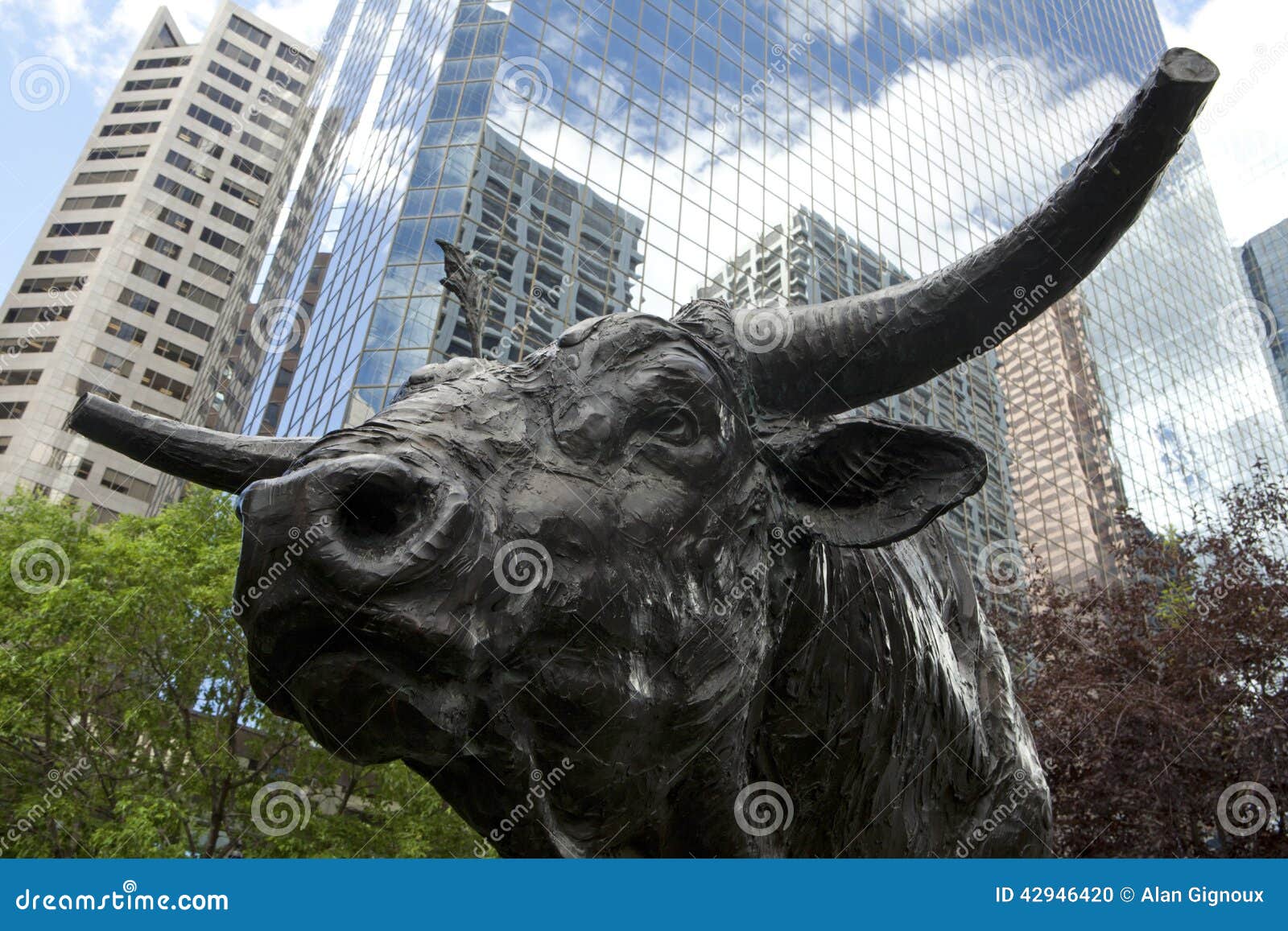 Bull statue, Calgary editorial image. Image of skyscraper 42946420