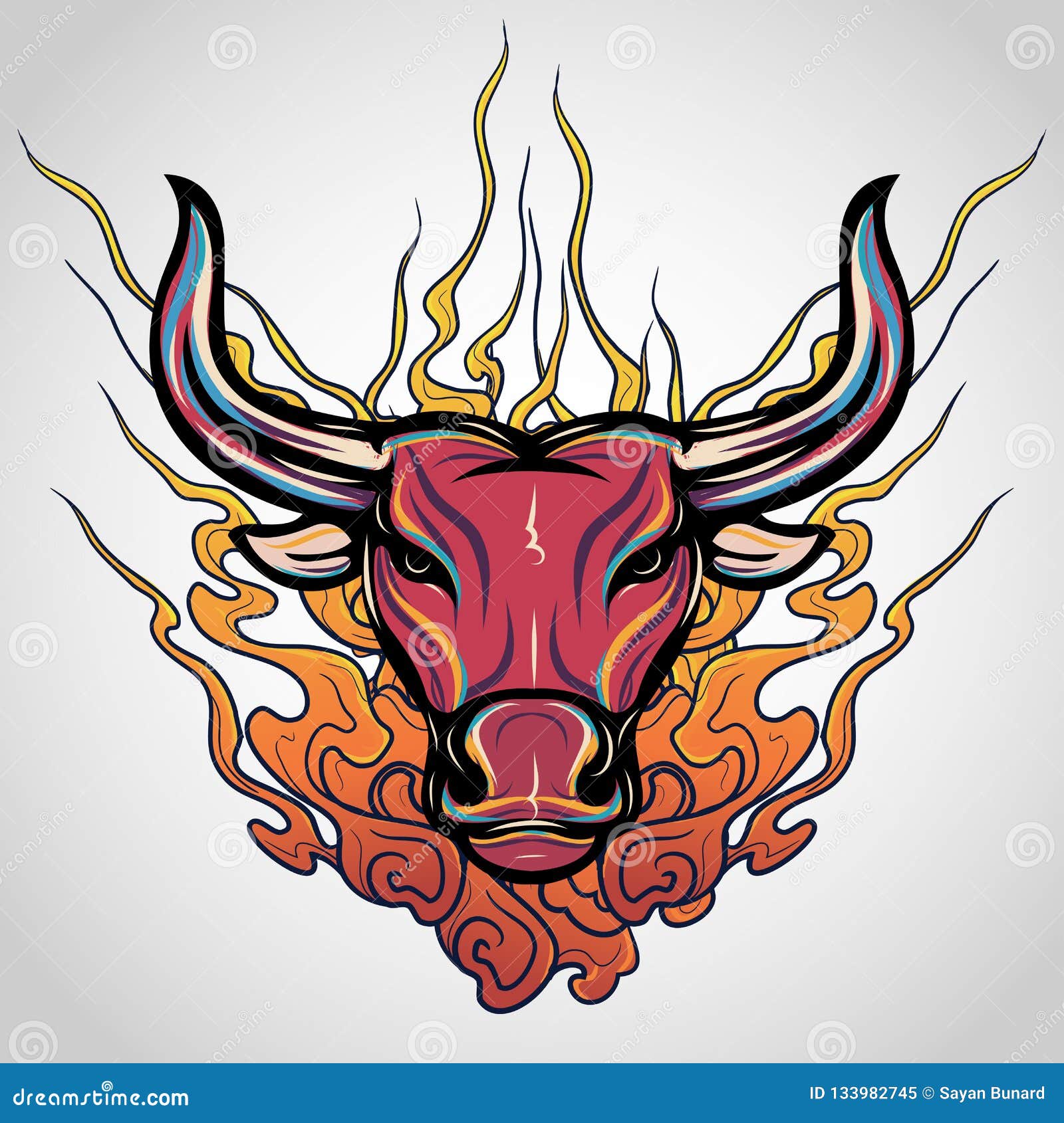 Bull Tattoo Logo Icon Design, Vector Stock Vector - Illustration of fight,  horn: 133982745
