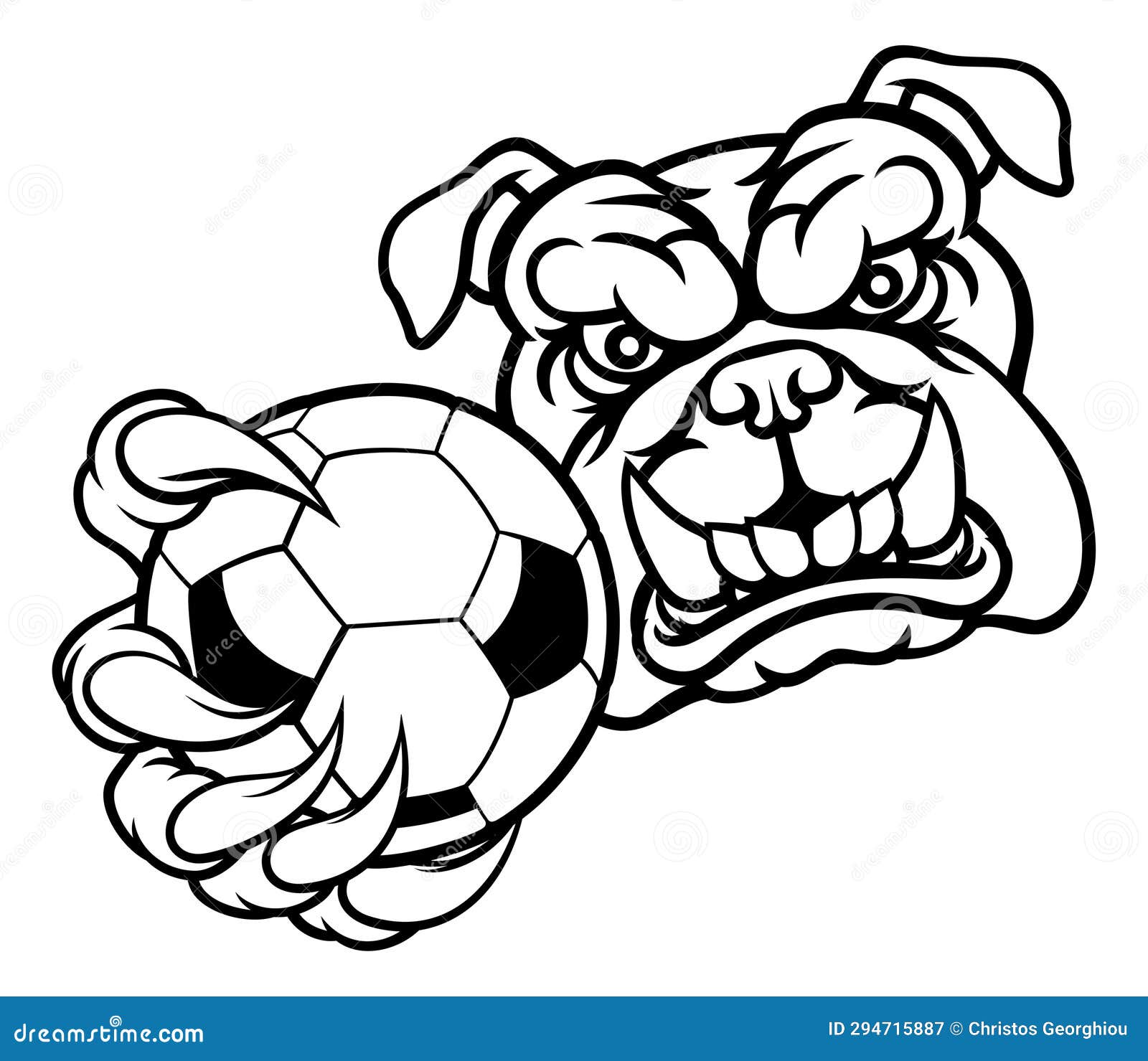 bulldog dog soccer football ball sports mascot