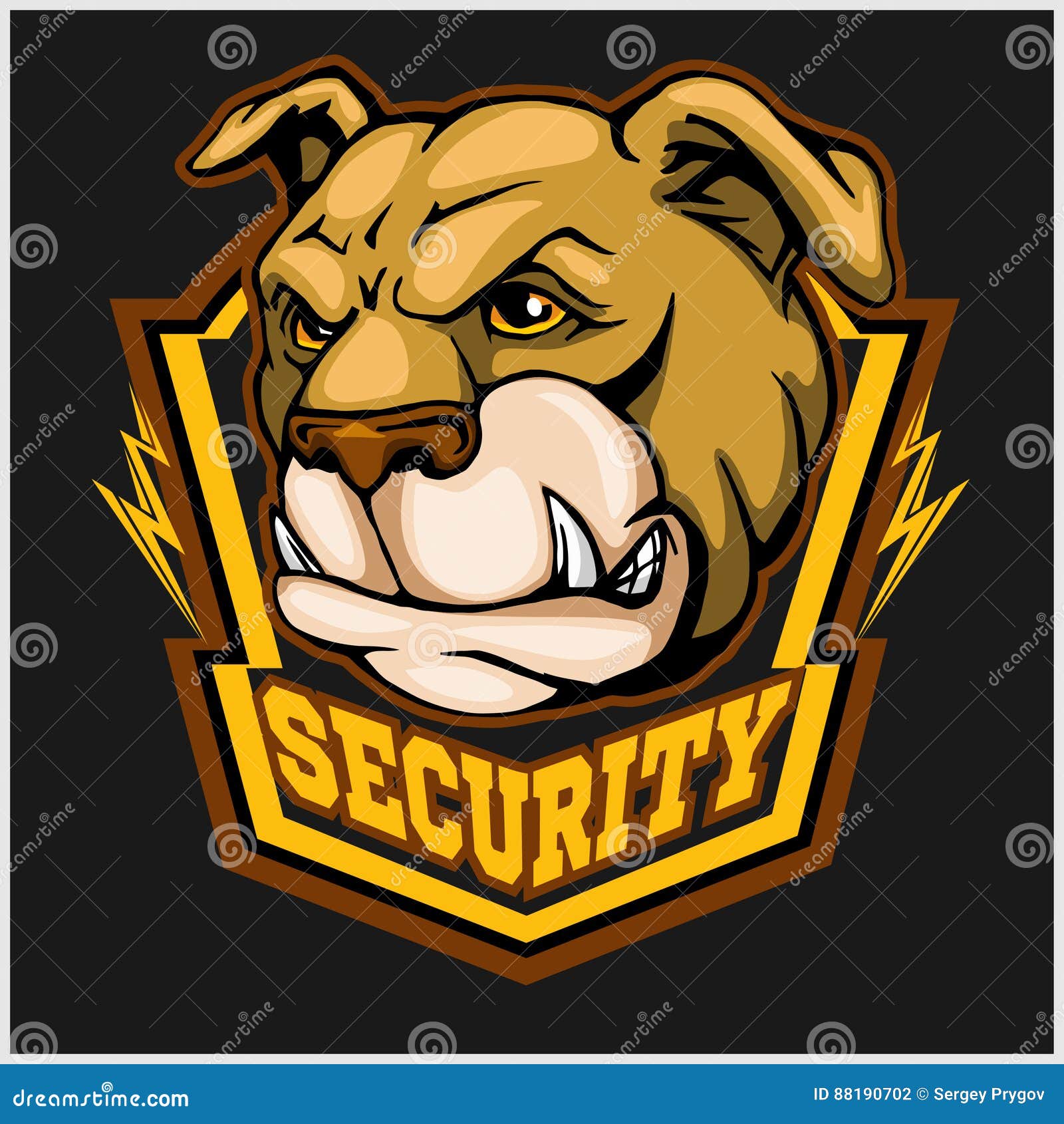 Bulldog Head Mascot - Security Emblem. Stock Vector - Illustration of ...