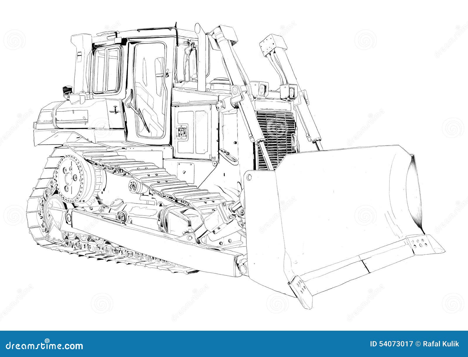 Simple Bulldozer Sketch Drawing 