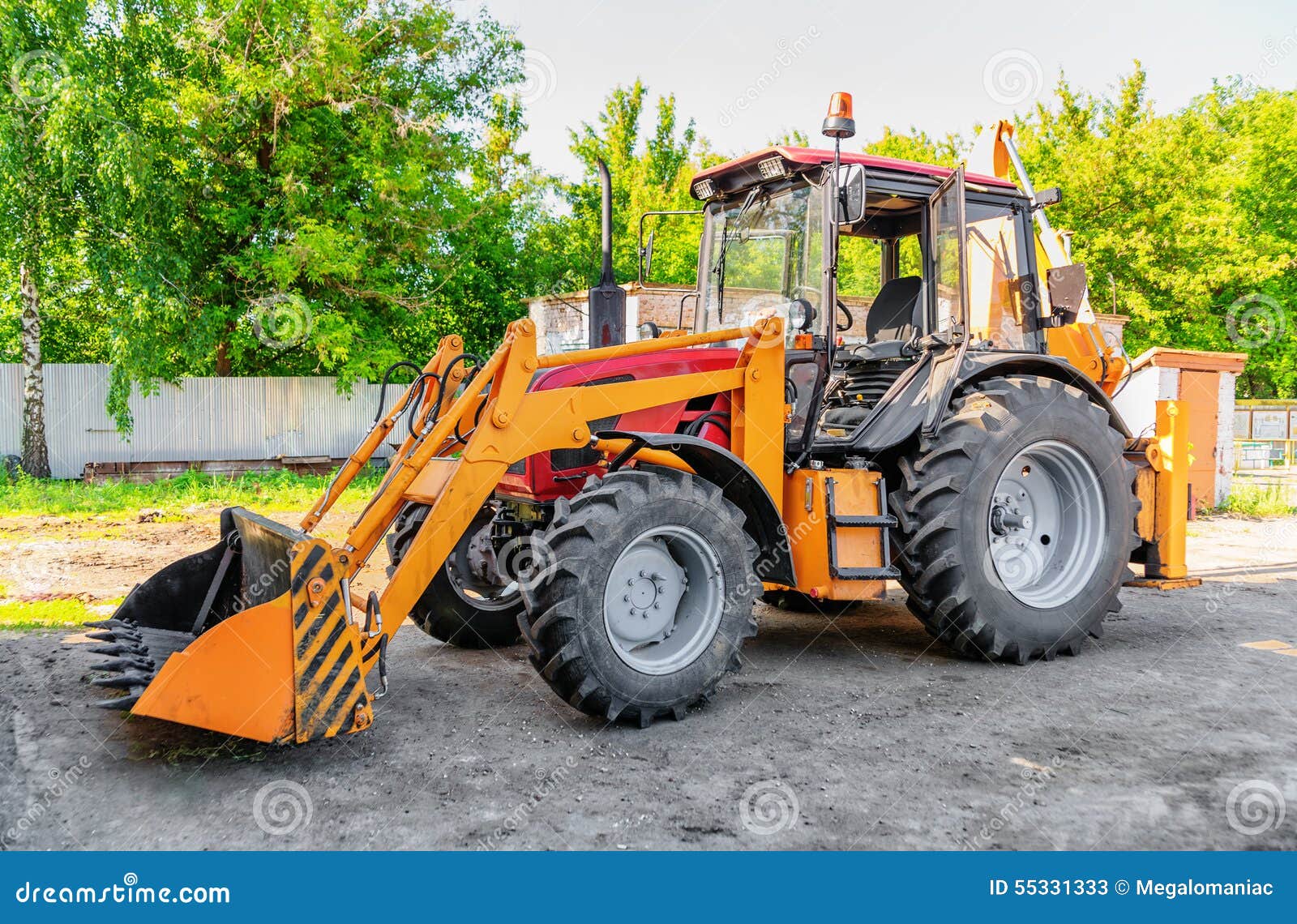 Bulldozer stock image. Image of backyard, motor, lifting 55331333