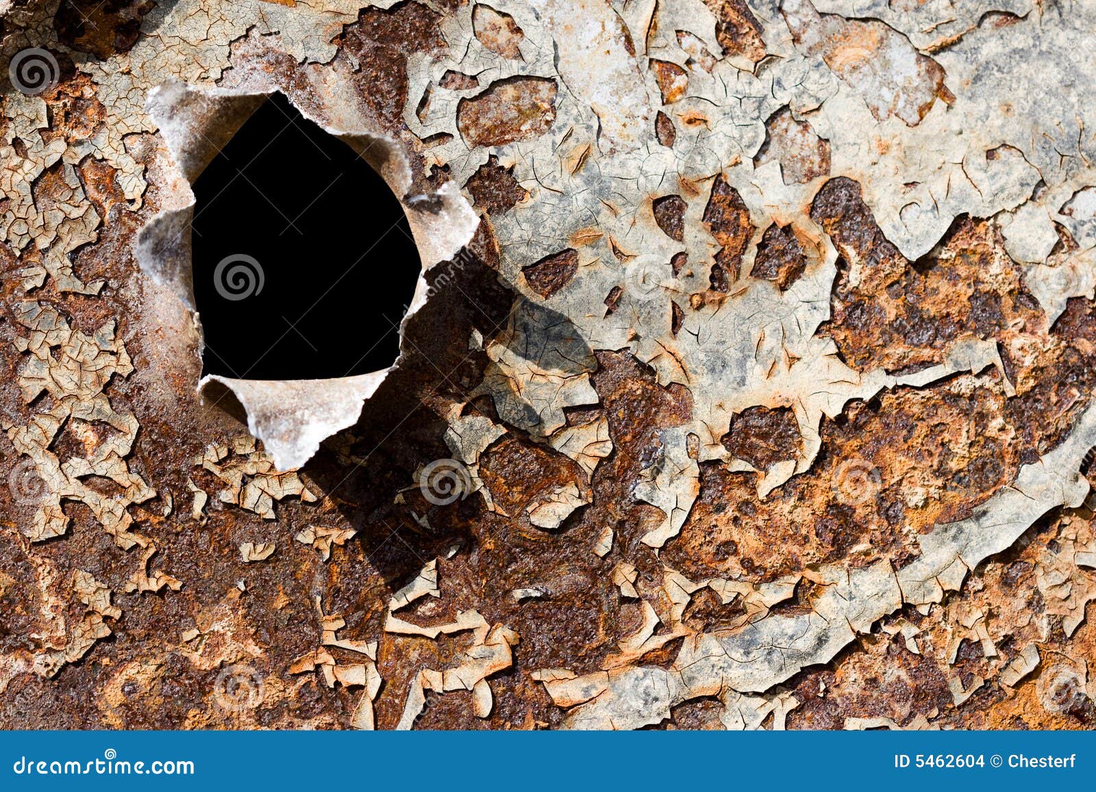Bullet Hole on the Rusty Iron Stock Photo Image of torn, metal 5462604