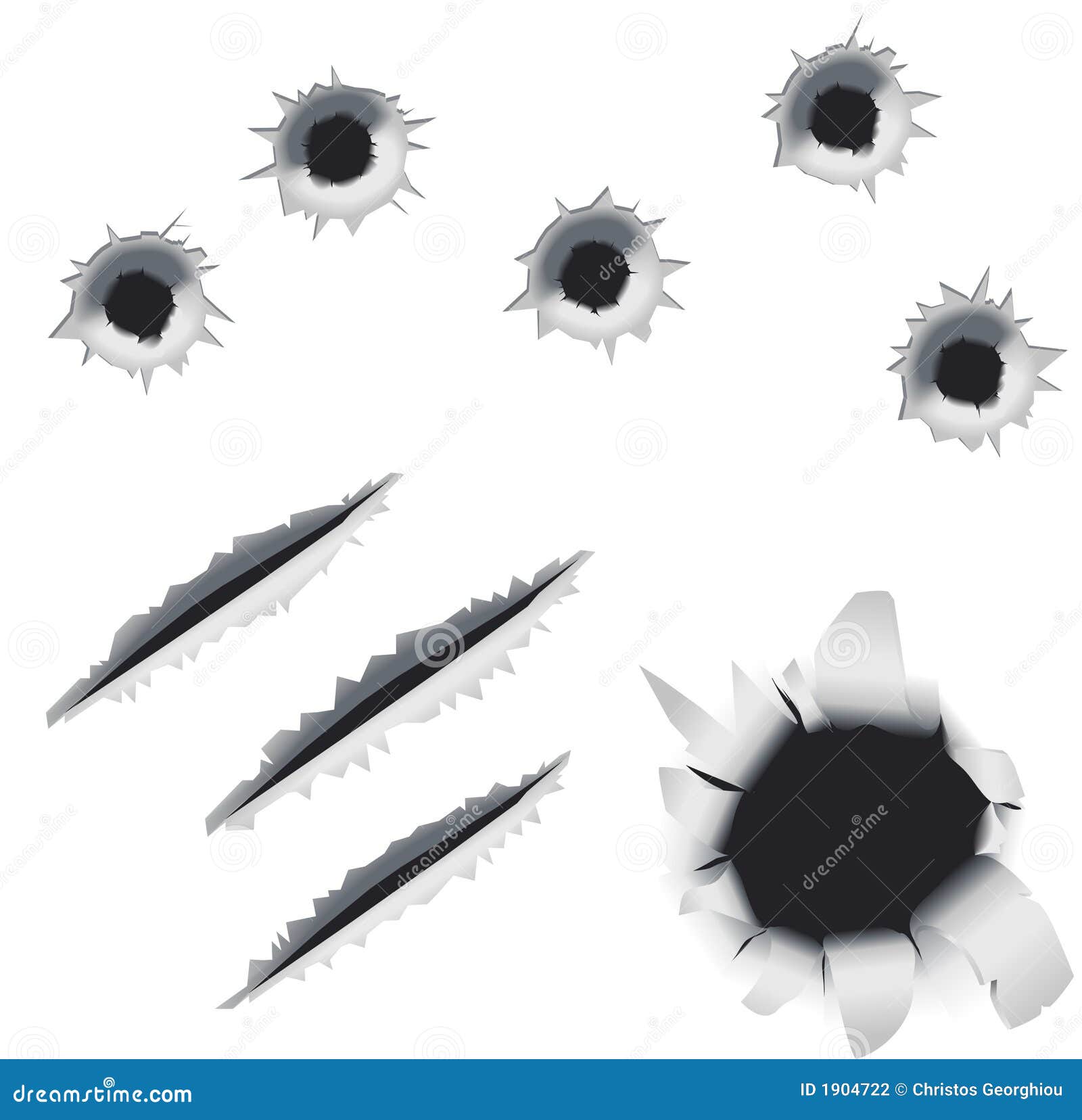 Bullet Holes On Red Blood Splatter Background Royalty-Free Stock Photo