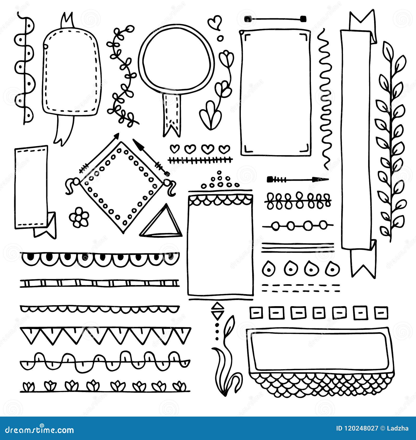 Bullet Journal Doodle Ribbons Set Stock Illustrations 37 Bullet