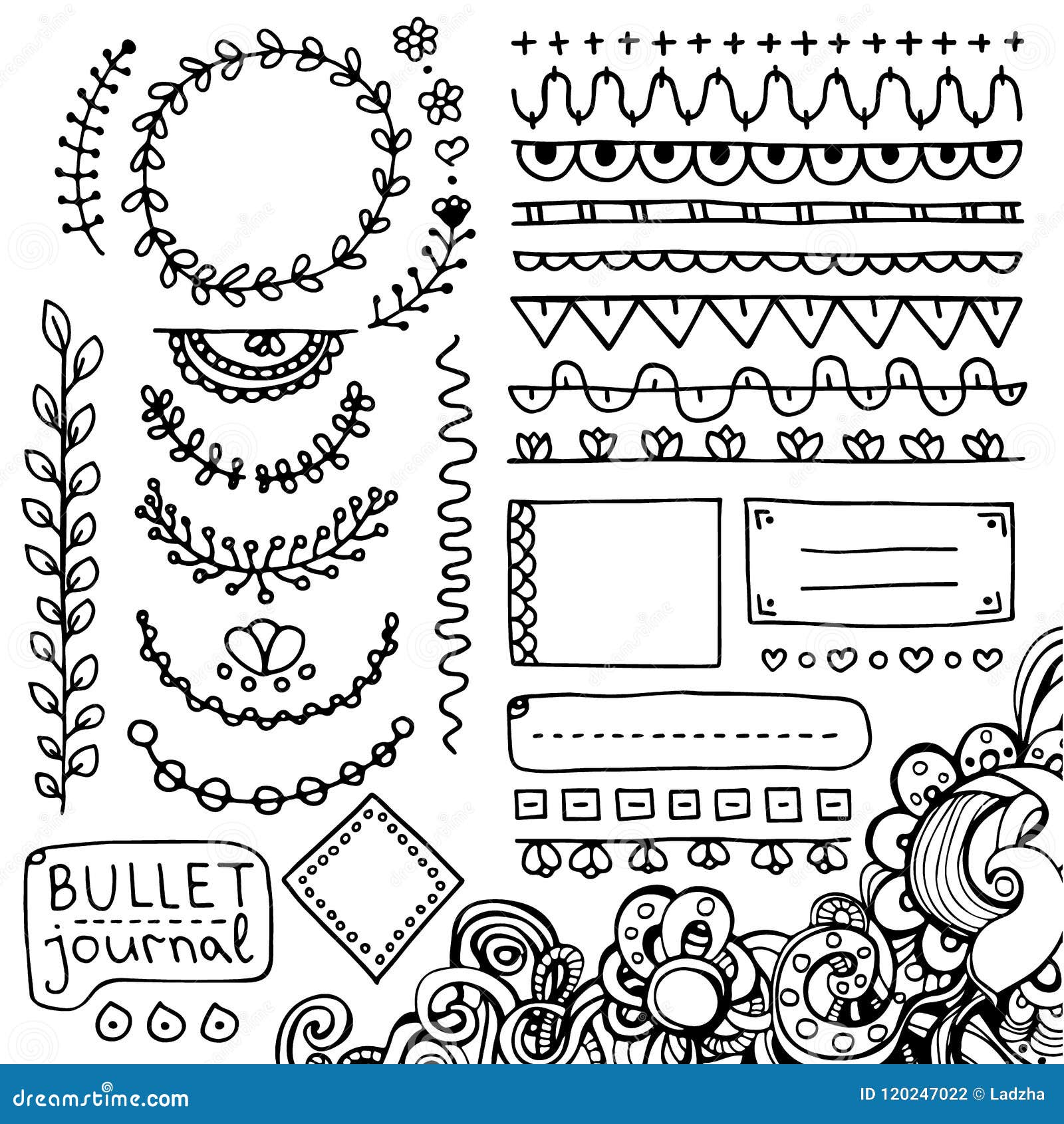 Bullet journal sketch elements notebook girly Vector Image
