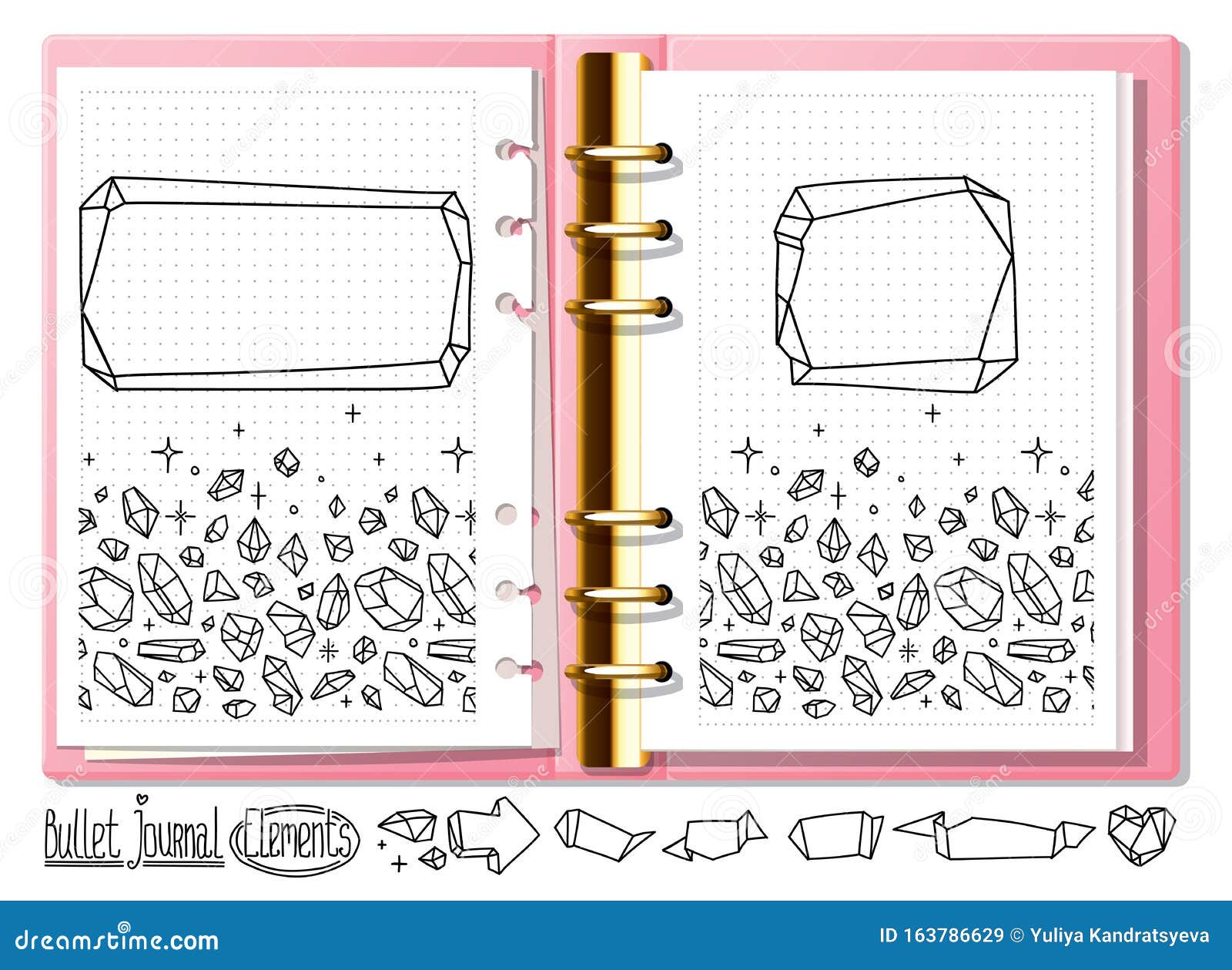 Download Bullet Journal Mock Up Crystal Doodles. Hand Drawn Gemstones For Notebook, Diary. Doodles In ...