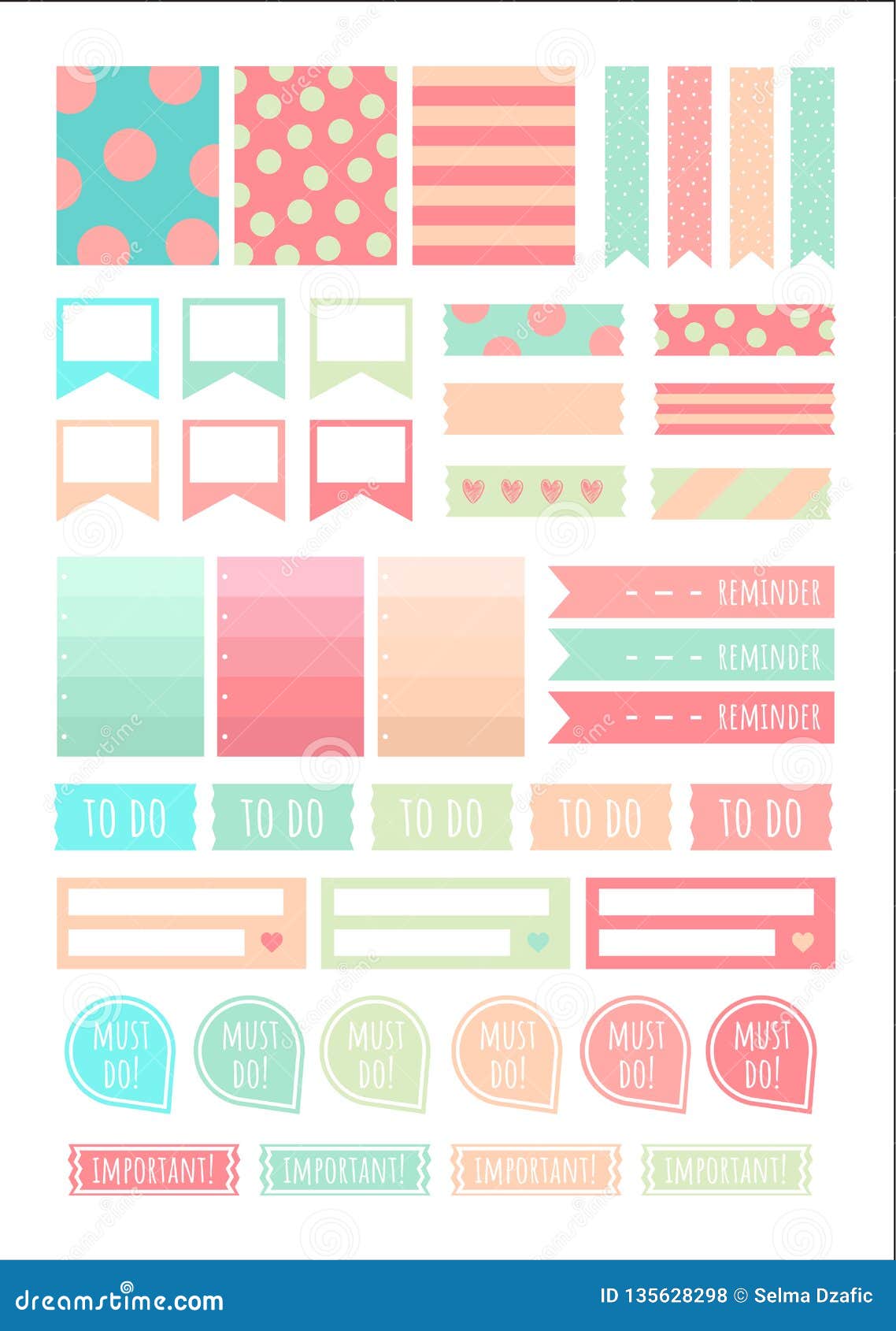 Bullet Journal Stickers Sheet. Cute Digital Printable Sticker for