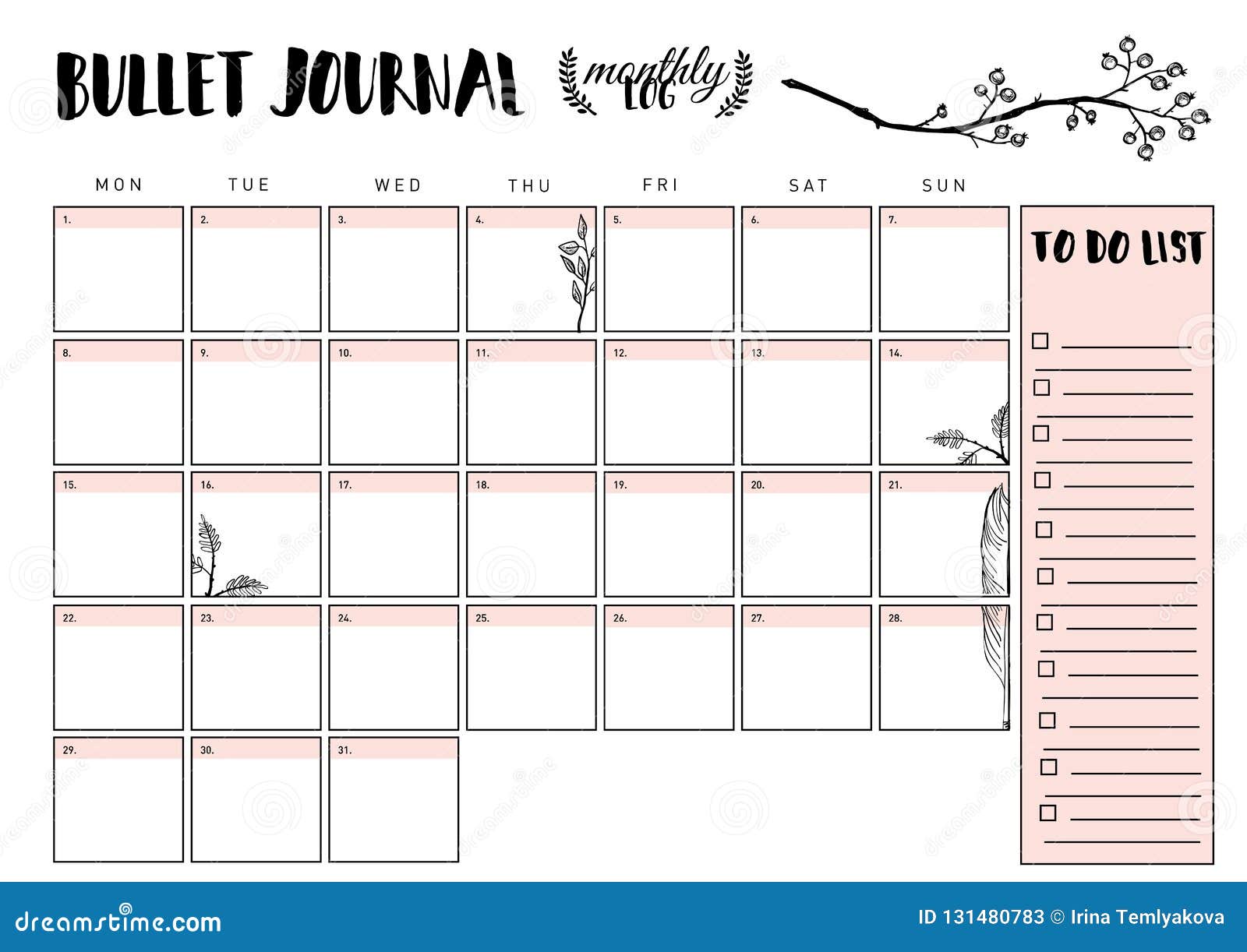 bullet journal year monthly planner.   with handdrawing .