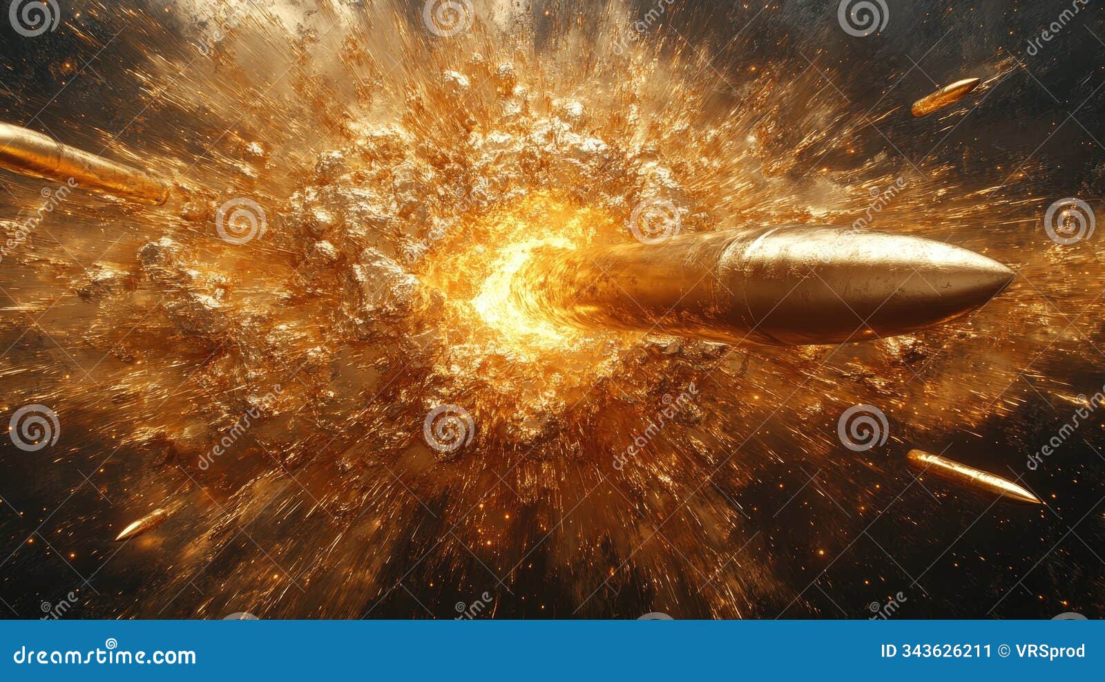 bullet shattering through fiery explosion in close-up