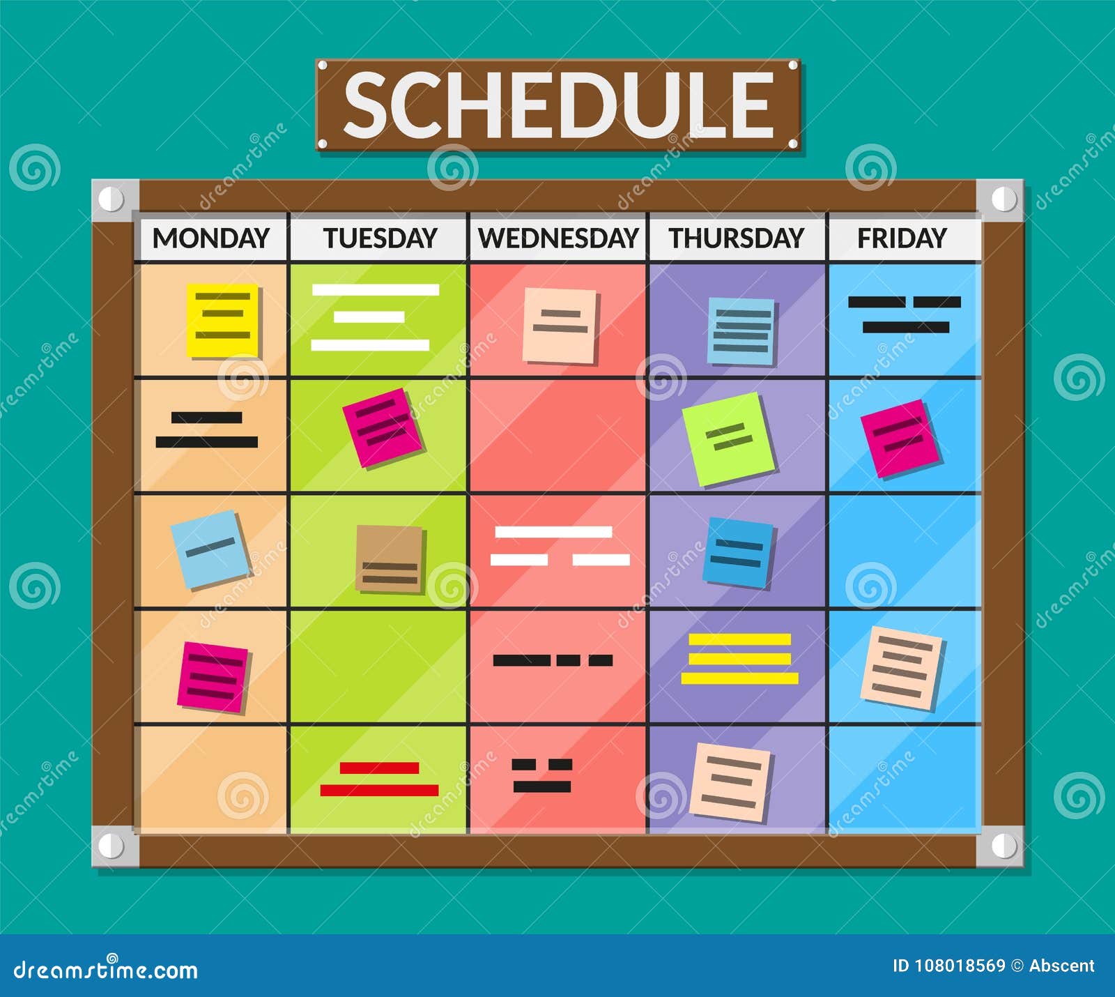 bulletin board full of tasks on sticky note cards.