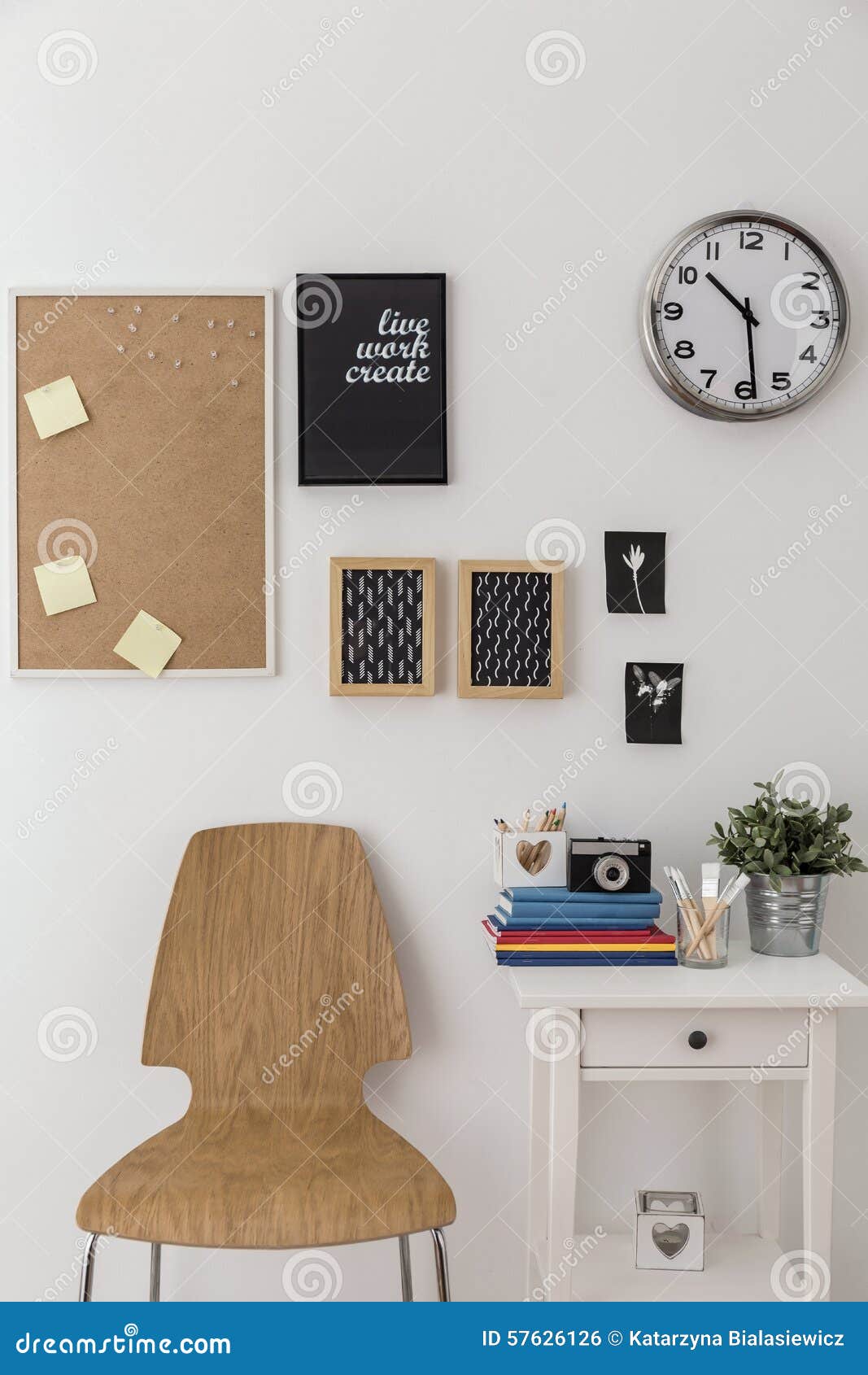 Bulletin Board and Wooden Chair Stock Photo - Image of ...