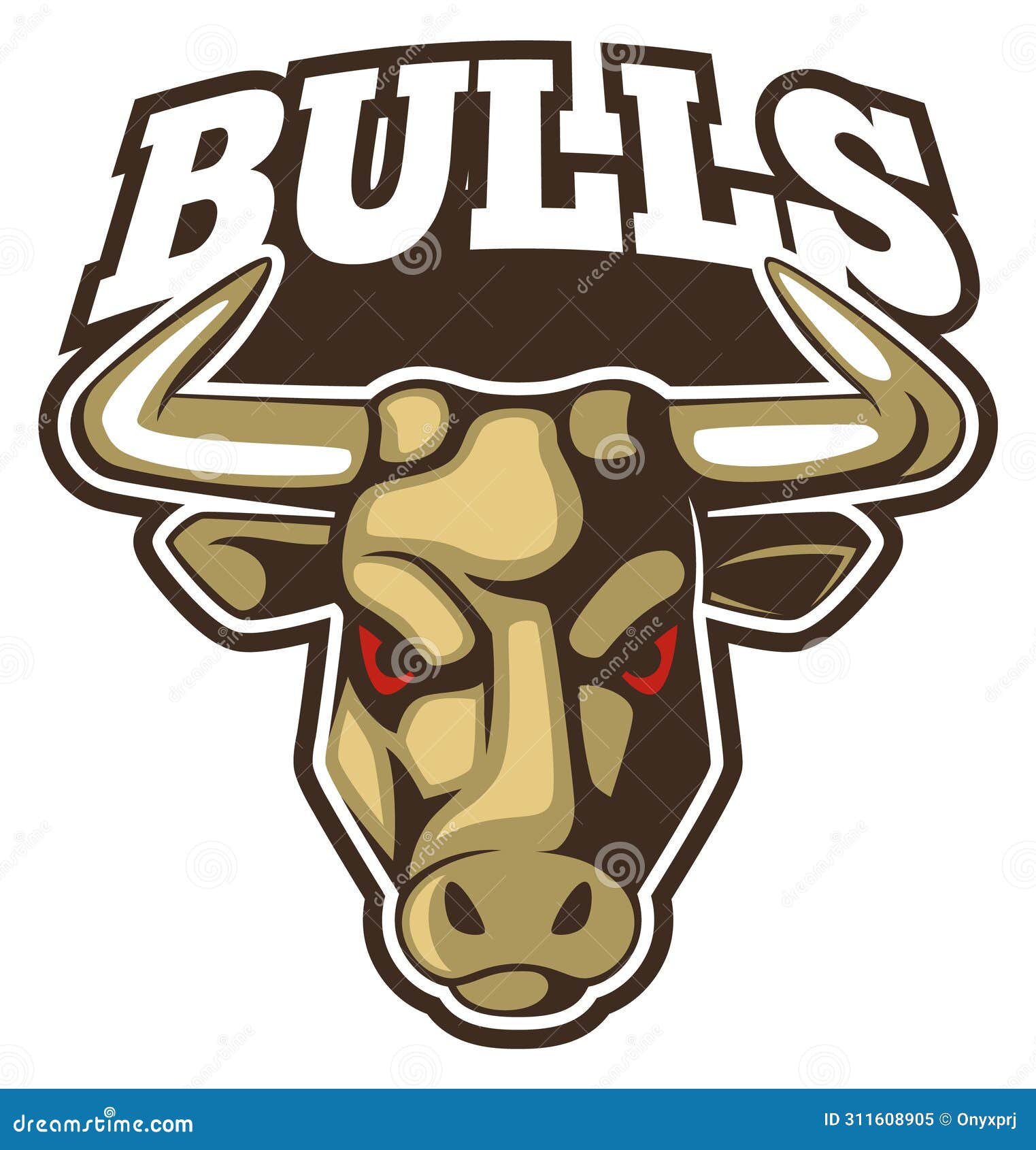 bulls color logo. angry animal head badge