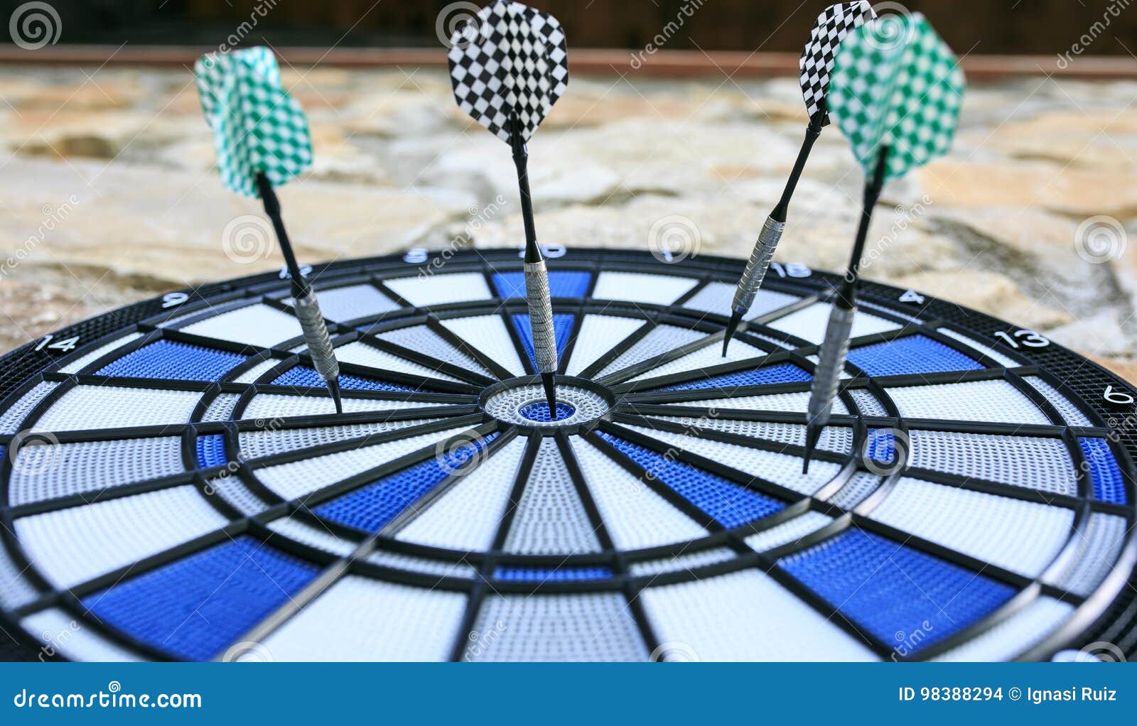 Bullseye on a Wall with Some Darts Stock Photo Image of score, focus 98388294