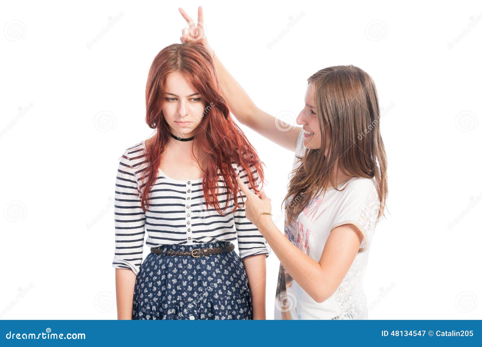 Bully Rabbit Ears Prank Stock Image Image Of Teens Ears 48134547