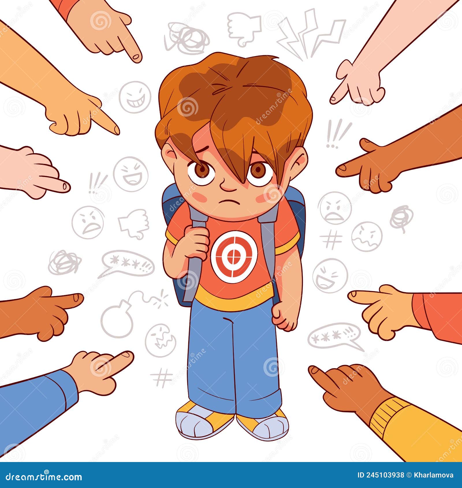 Bullying En La Escuela. Personajes De Dibujos Animados Coloridos  Ilustración del Vector - Ilustración de odio, poco: 245103938