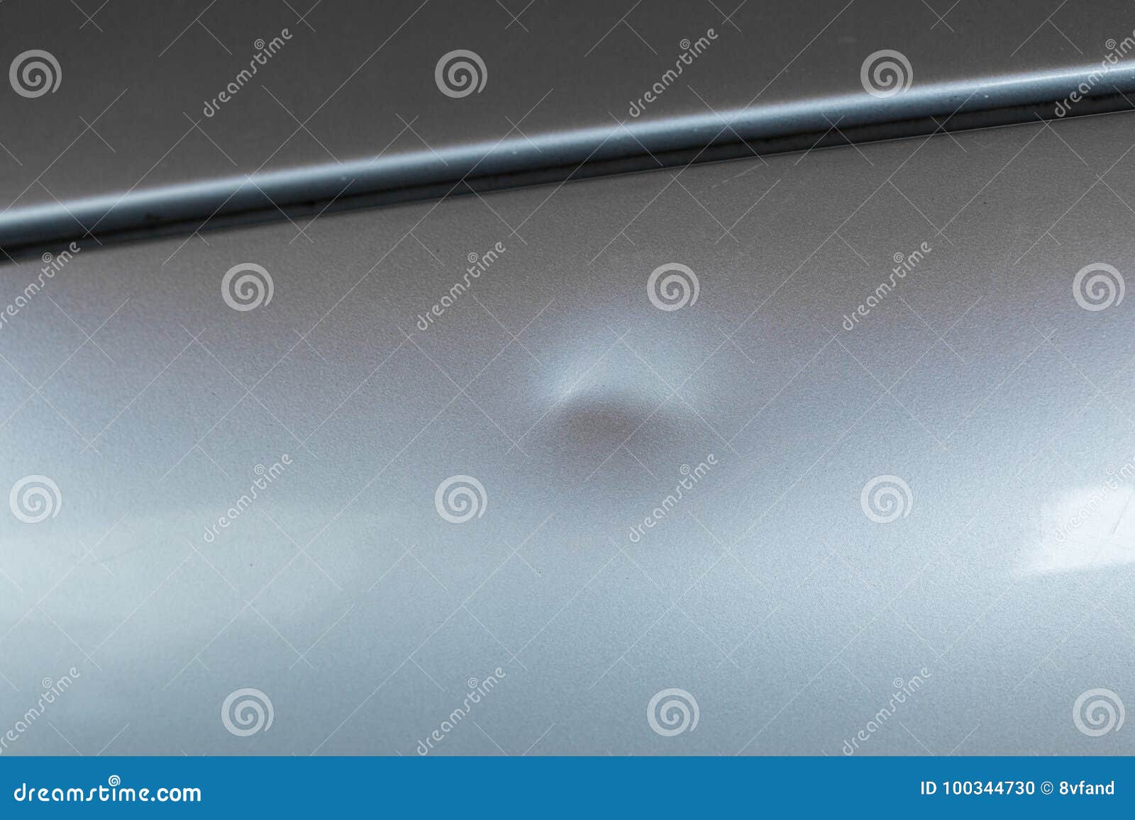 Bump on Car with Silver Paint Stock Photo Image of lump, destruction