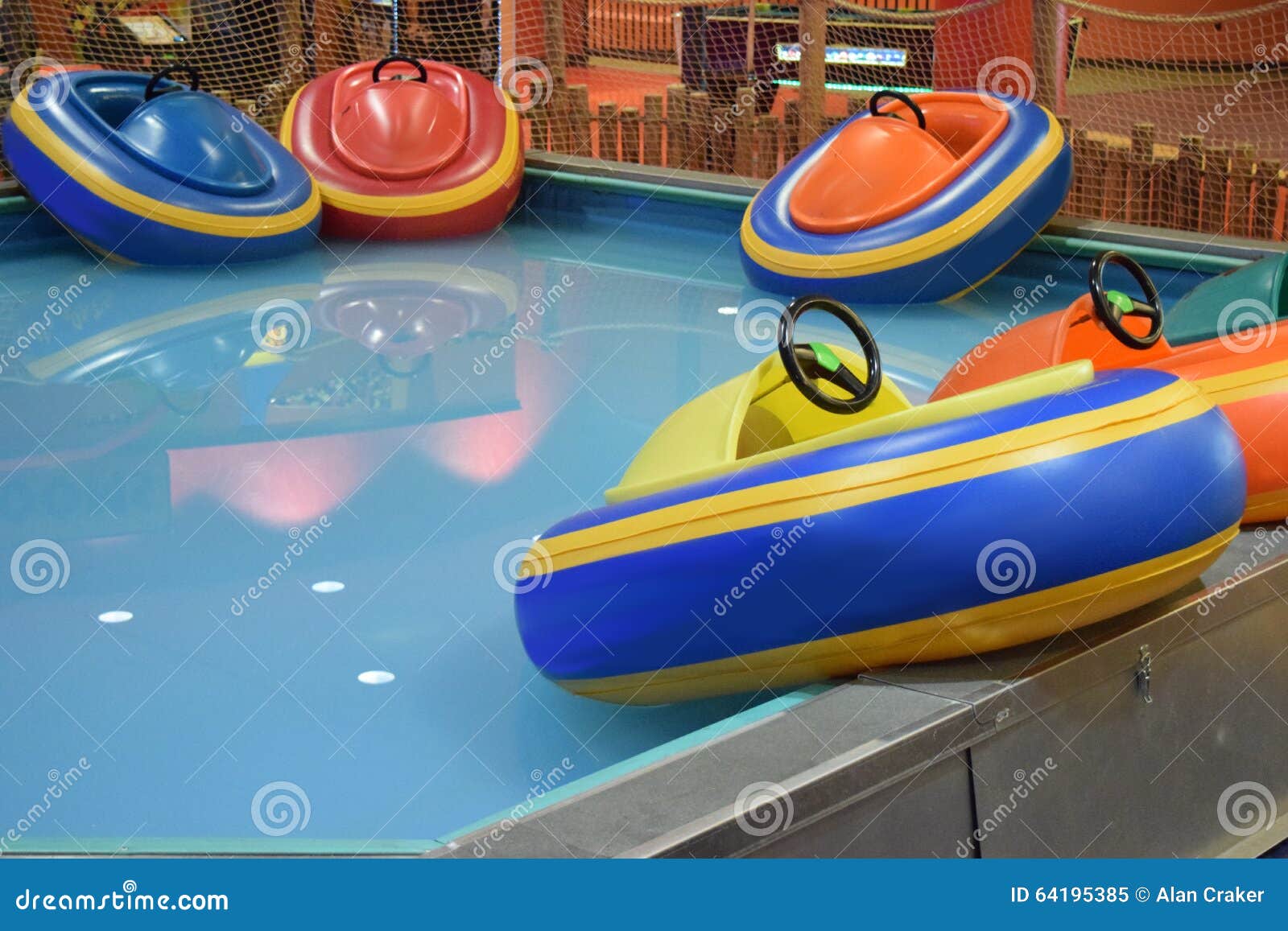 Bumper Boats in Reflective Aqua Water Stock Image Image of bumper