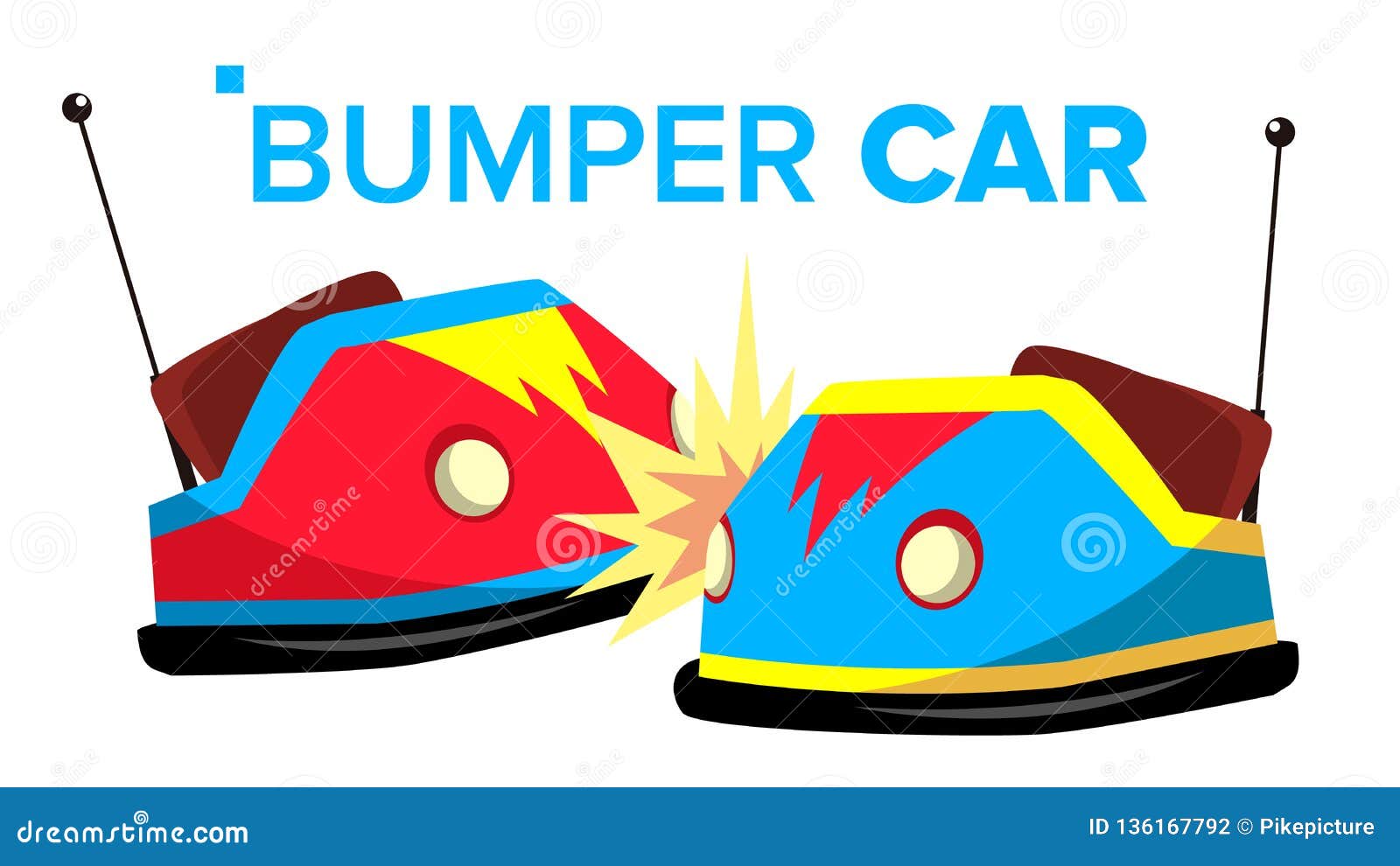 bumper car . attraction hotroad amusement park. bumps.  flat cartoon 