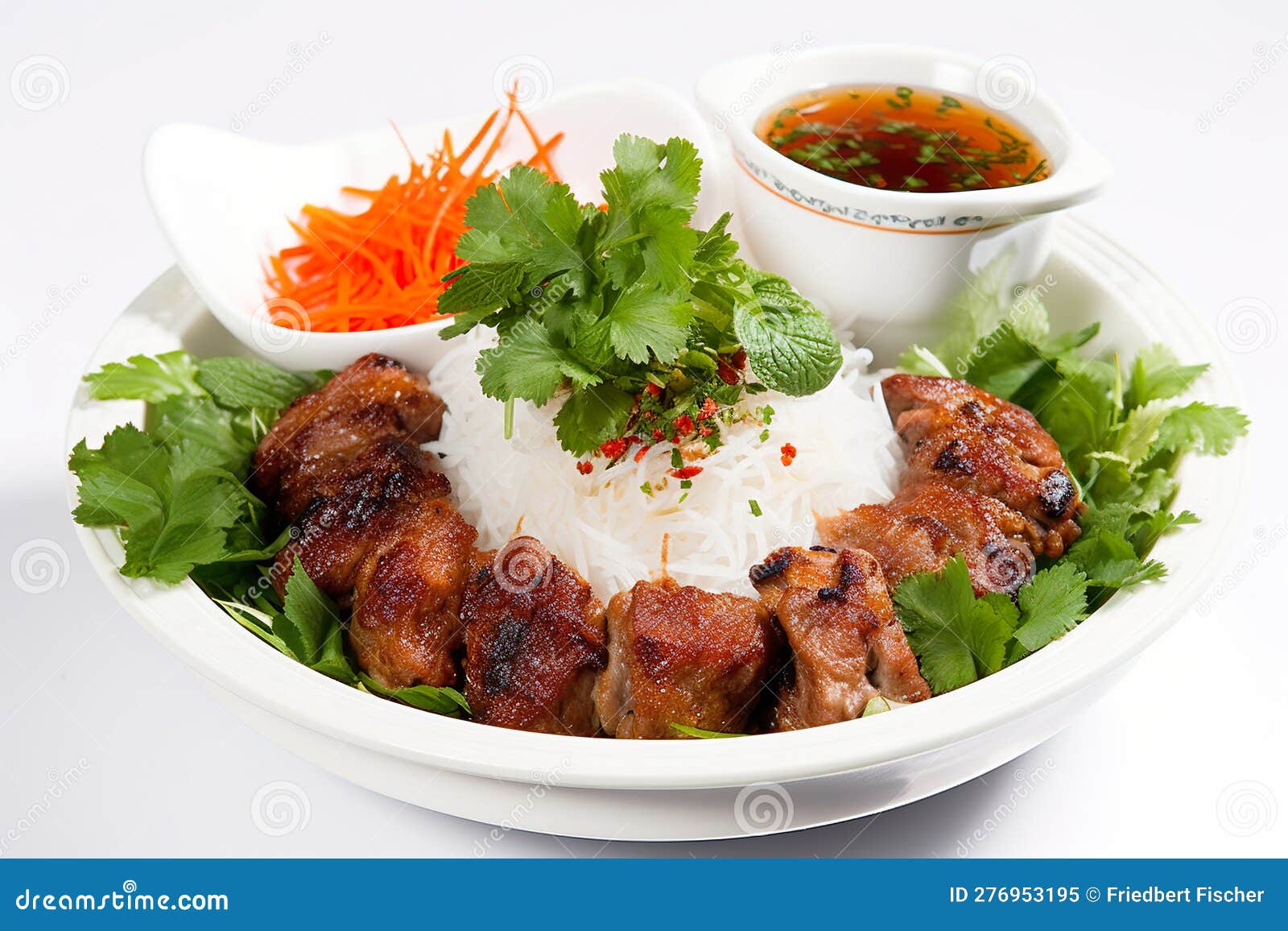 Bun Cha, a Vietnamese AI Generative Dish Featuring Grilled Pork Served ...