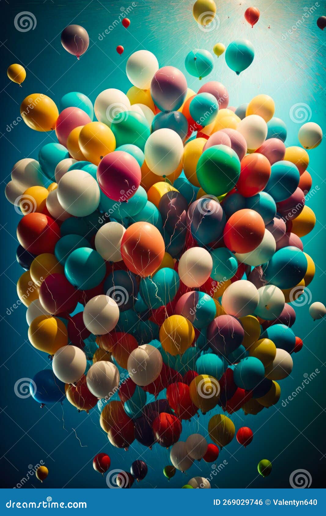 Bunch Of Balloons Floating In The Air Generative Ai Stock Photo
