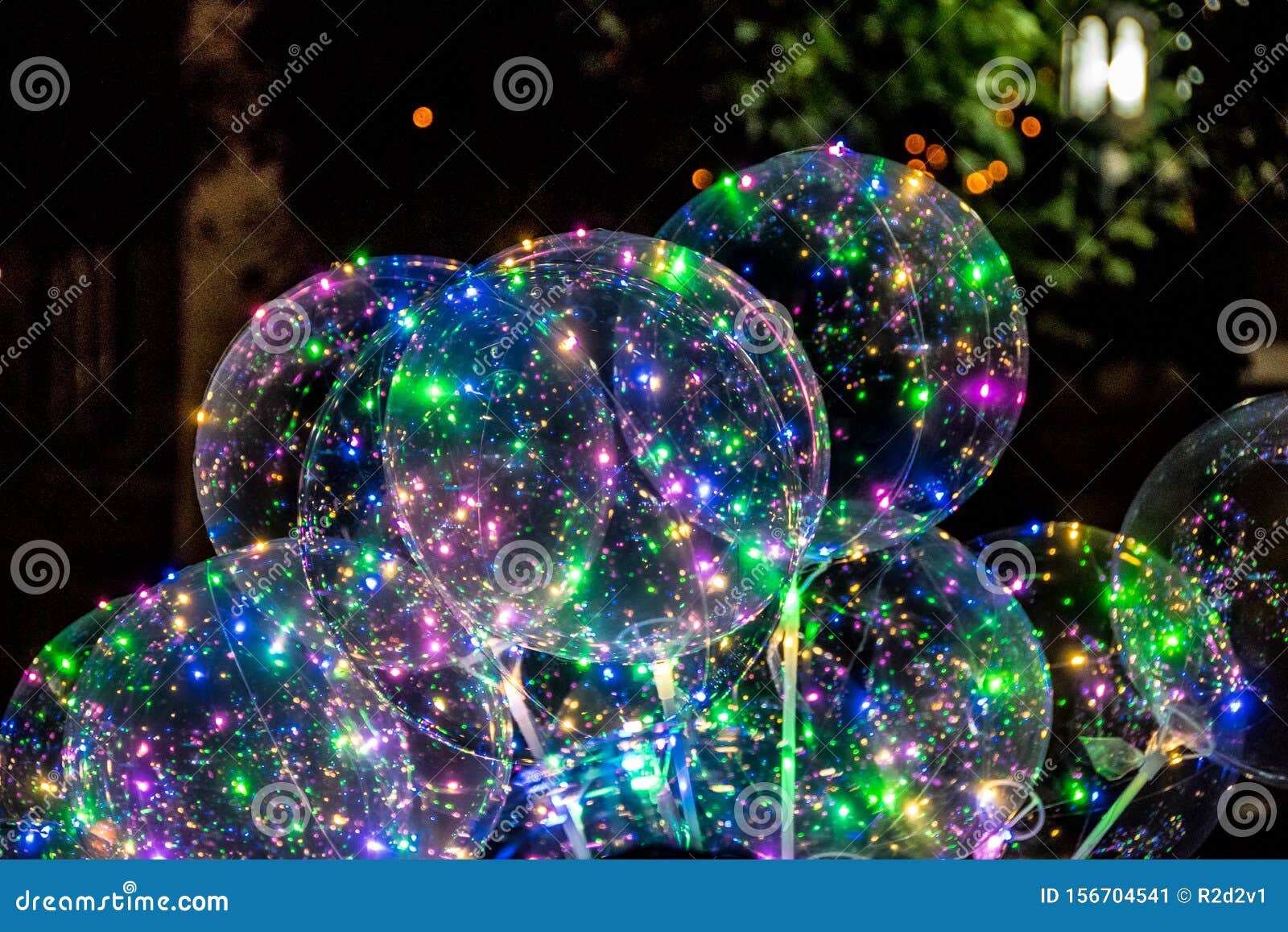 A Bunch of Balloons with LED Lights Stock Image - Image of evening