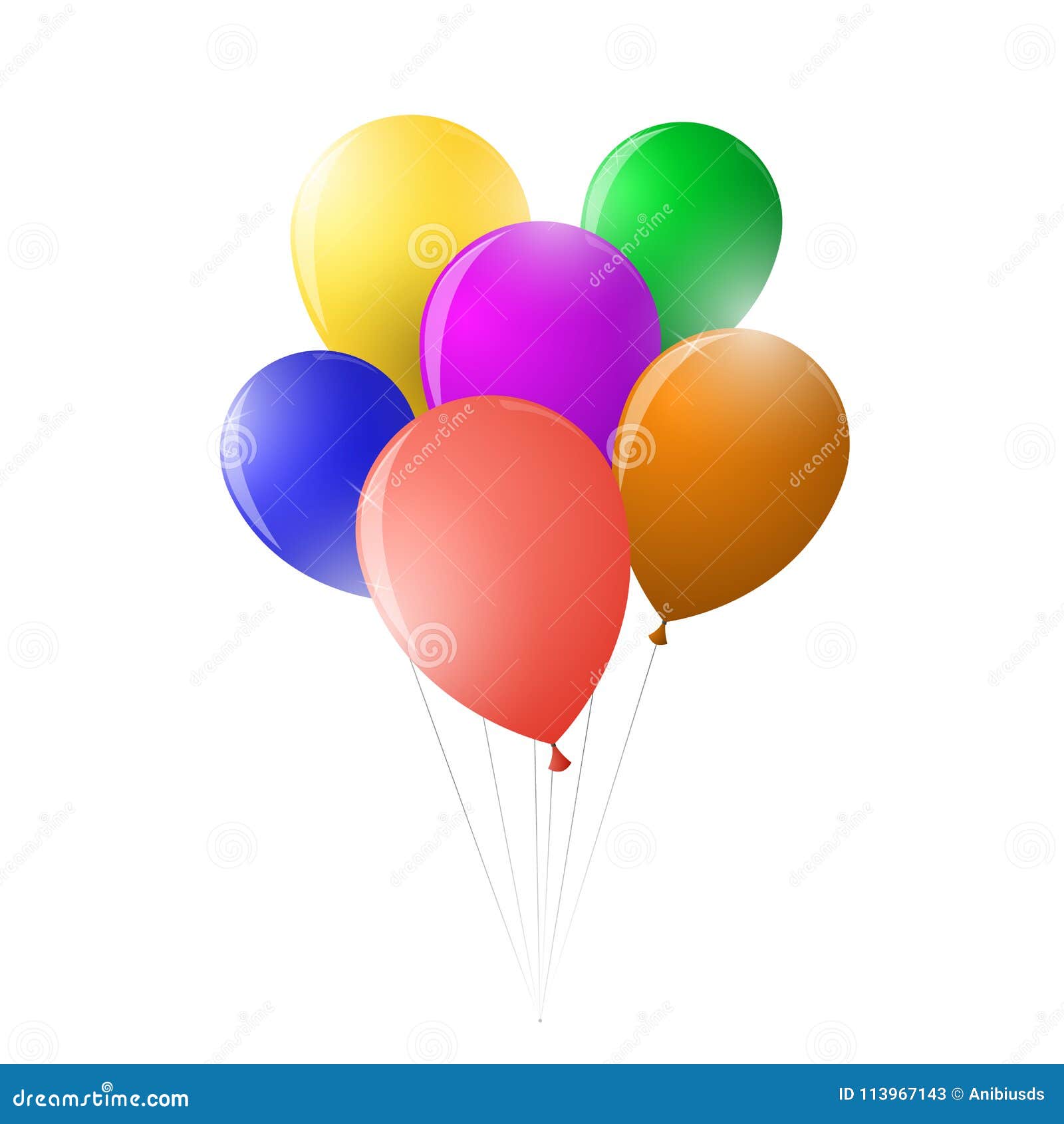 A Bunch of Balloons on a String for a Party Stock Vector