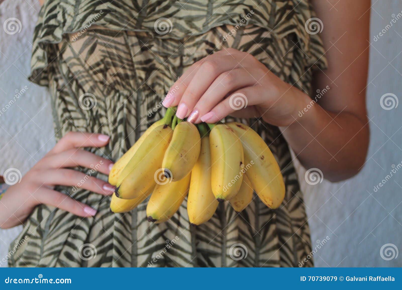 Bunch of Bananas in a Girl S Hand Stock Image Image of cluster