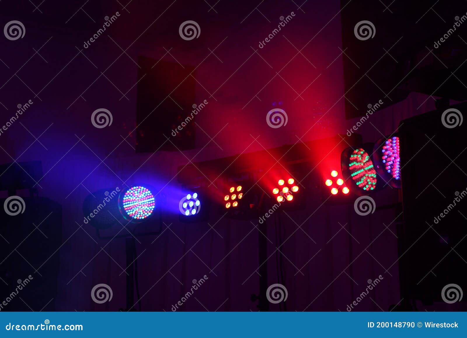 Bunch of Bright Colorful Lights in a Dark Room Stock Photo Image of
