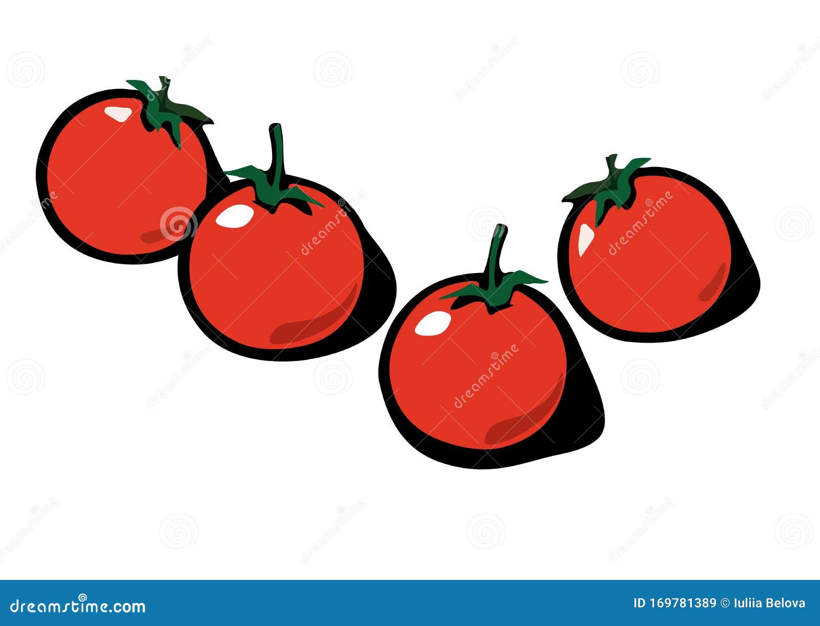 Bunch of Cherry Tomatoes. Popart Stock Illustration Illustration of